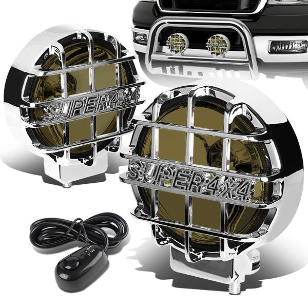 FAROS DE NIEBLA UNIVERSAL - ROUND - 6 INCH SUPER 4X4 - W/ SWITCH - H3 BULB - SMOKE / CHROME