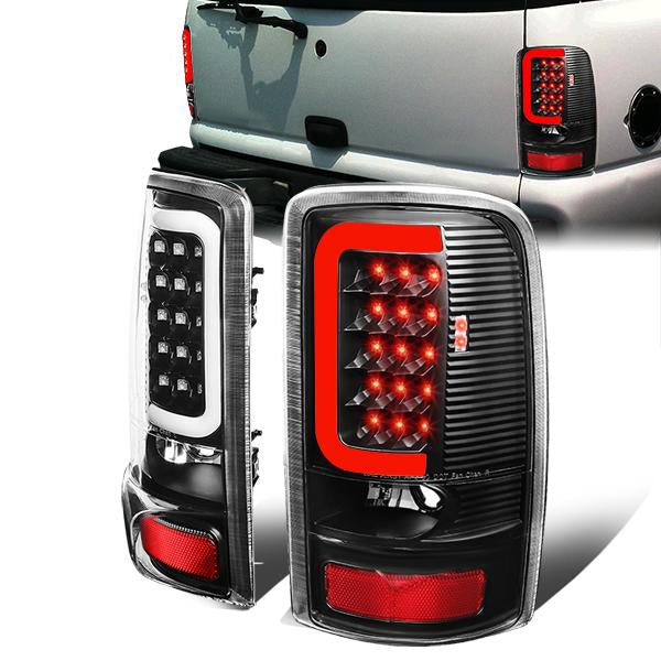 FAROS TRASEROS 00-06 CHEVY TAHOE , CHEVY SUBURBAN 1500 , 2500 , GMC YUKON , YUKON XL 1500 , 2500 - C-BAR - 3D - U-HALO LED - FITS LIFT DOOR MODELS ONLY , DOES NOT FIT BARN DOOR MODELS - BLACK / CLEAR