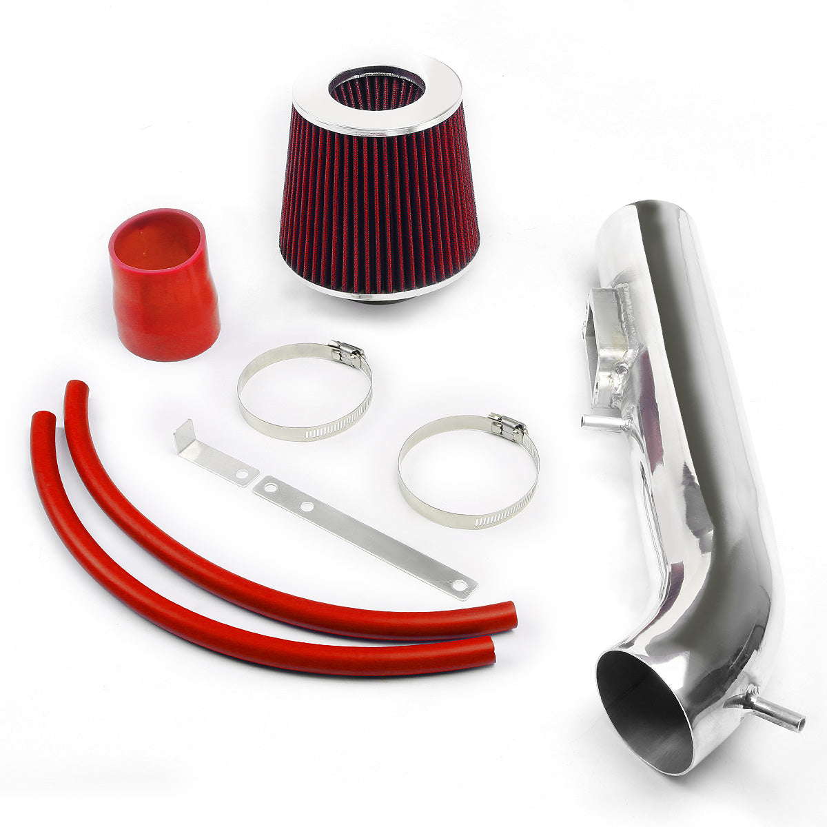 FILTRO DE AIRE ALTO FLUJO 98-00 LEXUS GS300 - 3.00" - SHORT RAM - POLISHED PIPE - RED FILTER