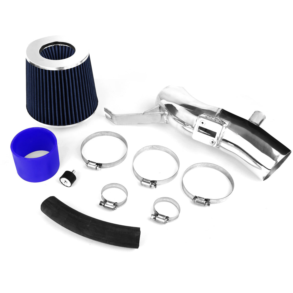 FILTRO DE AIRE ALTO FLUJO 3.00" - SHORT RAM - 07-12 NISSAN ALTIMA 3.5L V6 L32A - BLUE FILTER - POLISHED PIPE