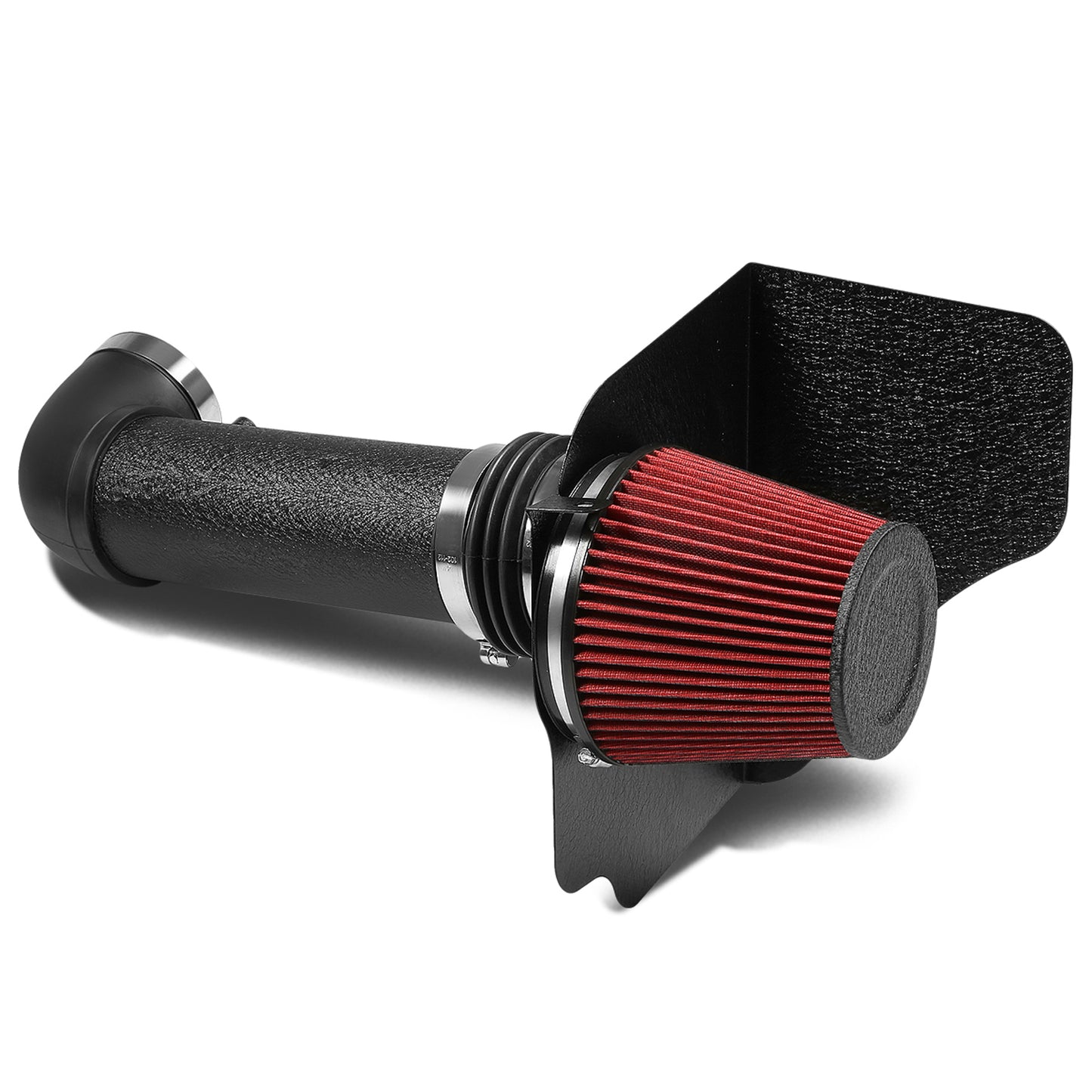 FILTRO DE AIRE ALTO FLUJO HEAT SHIELD - 05-10 CHRYSLER 300 / 08-10 DODGE CHALLENGER / 06-10 CHALLENGER / 05-08 MAGNUM - FITS MODELS WITH 5.7L, 6.1L V8 ENGINE ONLY - ALUMINUM PIPING - WRINKLE FINISH - BLACK