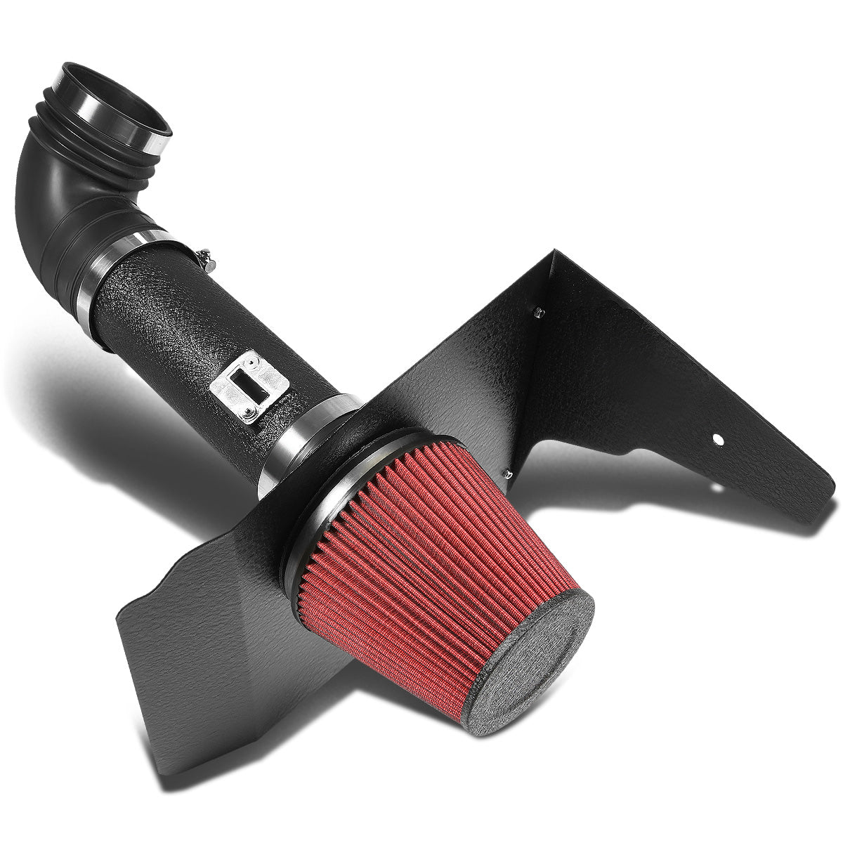 FILTRO DE AIRE ALTO FLUJO HEAT SHIELD - 10-15 CHEVROLET CAMARO 6.2L V8 - ALUMINUM PIPING - WRINKLE FINISH - BLACK