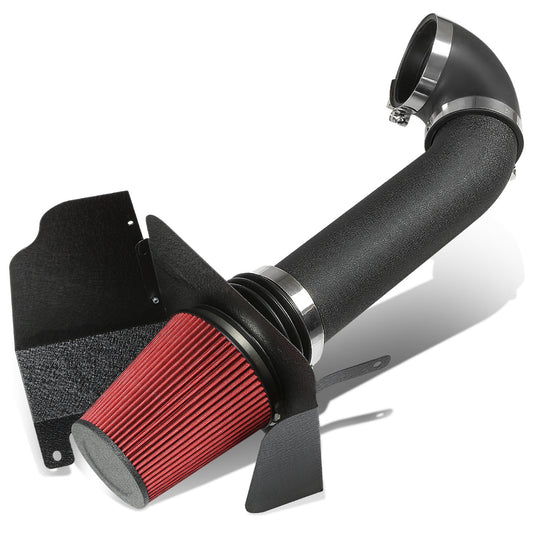 FILTRO DE AIRE ALTO FLUJO HEAT SHIELD - 07-14 SILVERADO/TAHOE/SUBURBAN/YUKON/-13 CHEVY AVALANCHE 4.8L / 5.3L / 6.0L - ALUMINUM PIPING - WRINKLE FINISH - BLACK