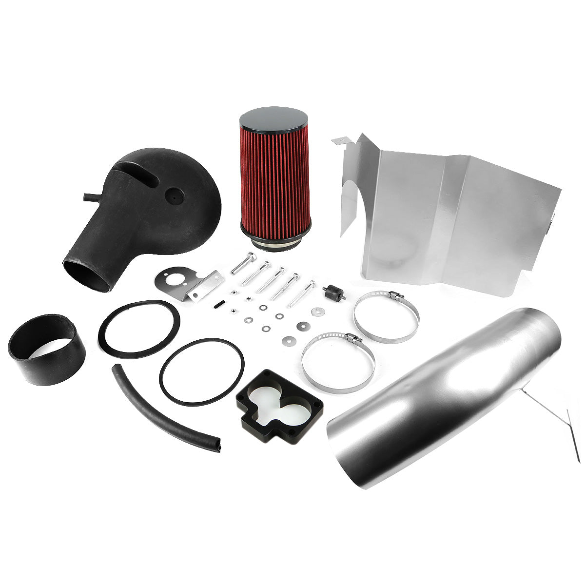 FILTRO DE AIRE ALTO FLUJO HEAT SHIELD - 97-99 DODGE DAKOTA V8 / 98-99 DURANGO V8 - ALUMINUM PIPING - SILVER
