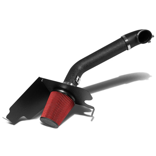 FILTRO DE AIRE ALTO FLUJO HEAT SHIELD - 04-08 FORD F-150 5.4L V8 - ALUMINUM PIPING - WRINKLE FINISH - BLACK