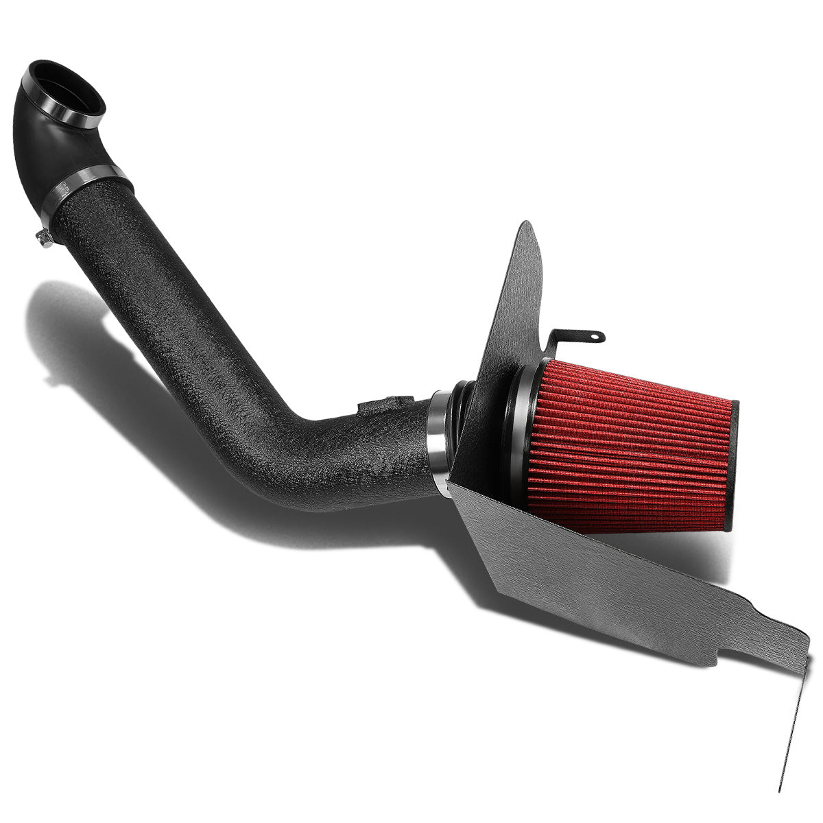 FILTRO DE AIRE ALTO FLUJO HEAT SHIELD - 04-08 FORD F-150 5.4L V8 - ALUMINUM PIPING - WRINKLE FINISH - BLACK