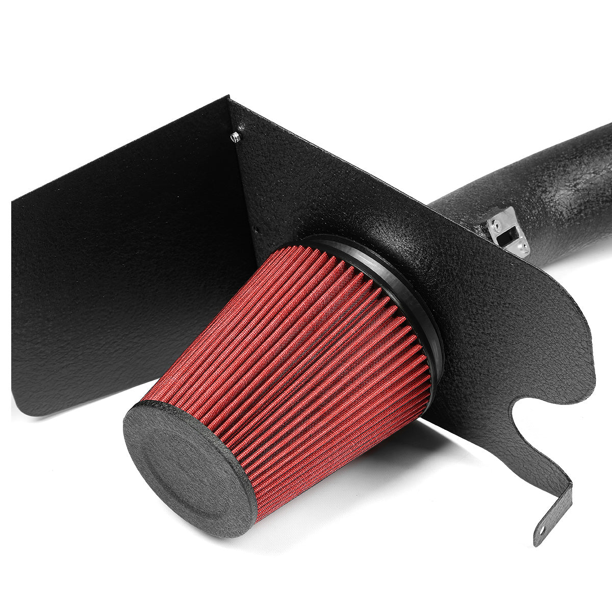 FILTRO DE AIRE ALTO FLUJO HEAT SHIELD - 04-08 FORD F-150 5.4L V8 - ALUMINUM PIPING - WRINKLE FINISH - BLACK