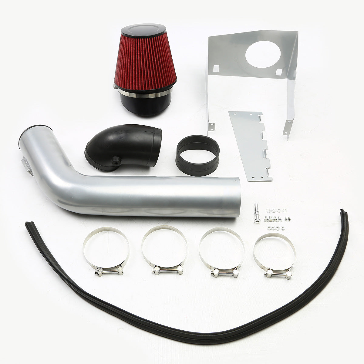 FILTRO DE AIRE ALTO FLUJO HEAT SHIELD - 09-10 FORD F-150 / 07-14 EXPEDITION, LINCOLN NAVIGATOR - FITS MODELS WITH 5.4L V8 ENGINE ONLY - ALUMINUM PIPING - SILVER