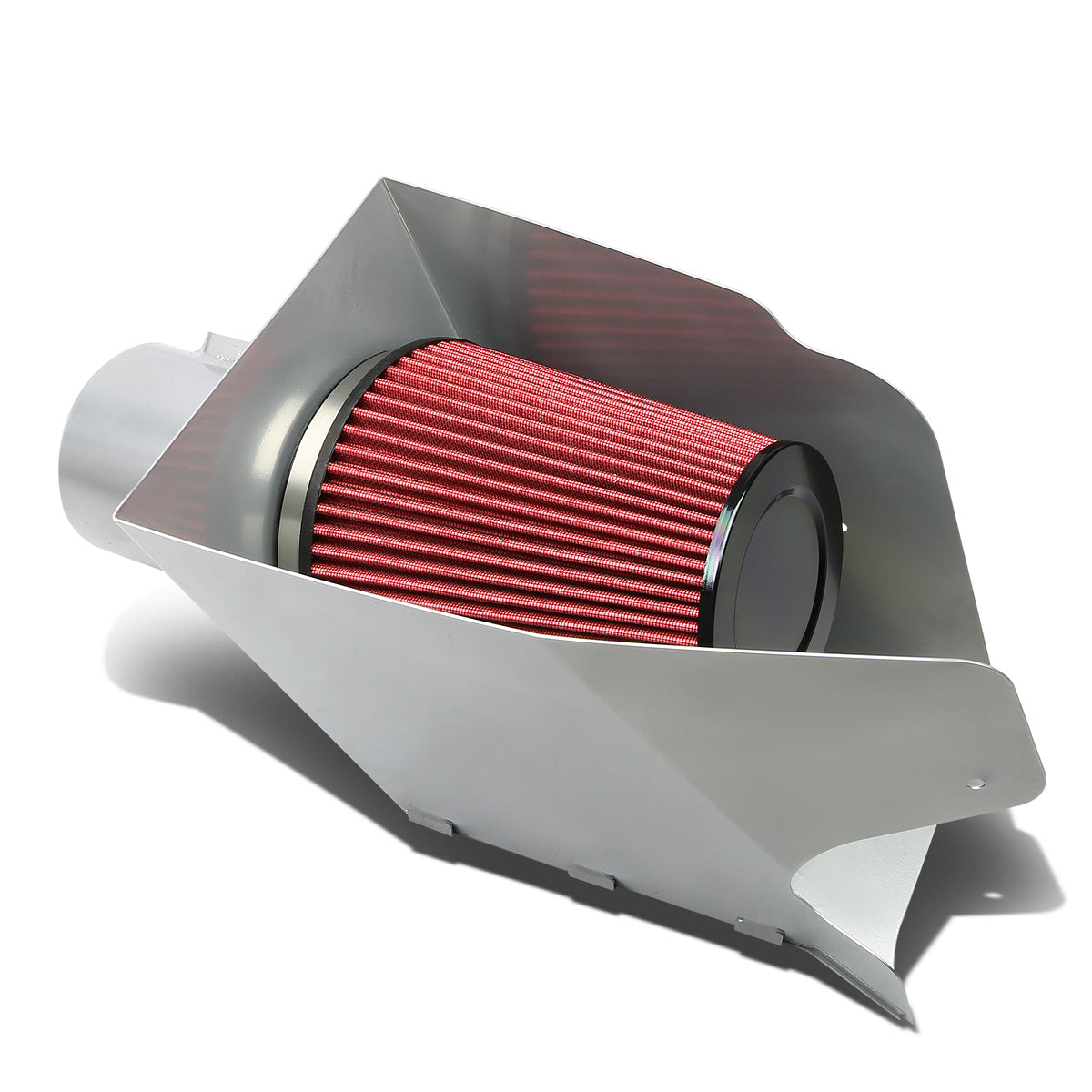FILTRO DE AIRE ALTO FLUJO HEAT SHIELD - 99-04 FORD F-250, 350, 450 SUPER DUTY / 00-05 EXCURSION - FITS MODELS WITH 6.8L V10 ENGINE ONLY - ALUMINUM PIPING - WRINKLE FINISH - BLACK