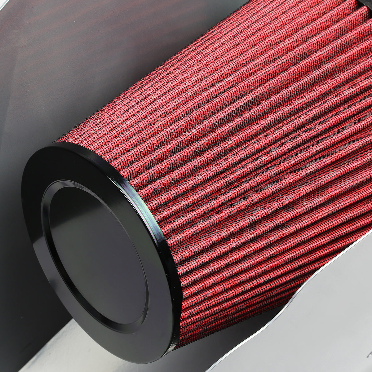 FILTRO DE AIRE ALTO FLUJO HEAT SHIELD - 99-04 FORD F-250, 350, 450 SUPER DUTY / 00-05 EXCURSION - FITS MODELS WITH 6.8L V10 ENGINE ONLY - ALUMINUM PIPING - WRINKLE FINISH - BLACK