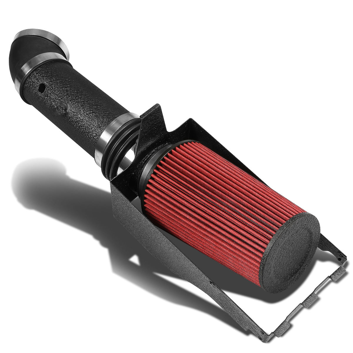 FILTRO DE AIRE ALTO FLUJO HEAT SHIELD - 99-03 FORD F-250 7.3L V8 - ALUMINUM PIPING - WRINKLE FINISH - BLACK