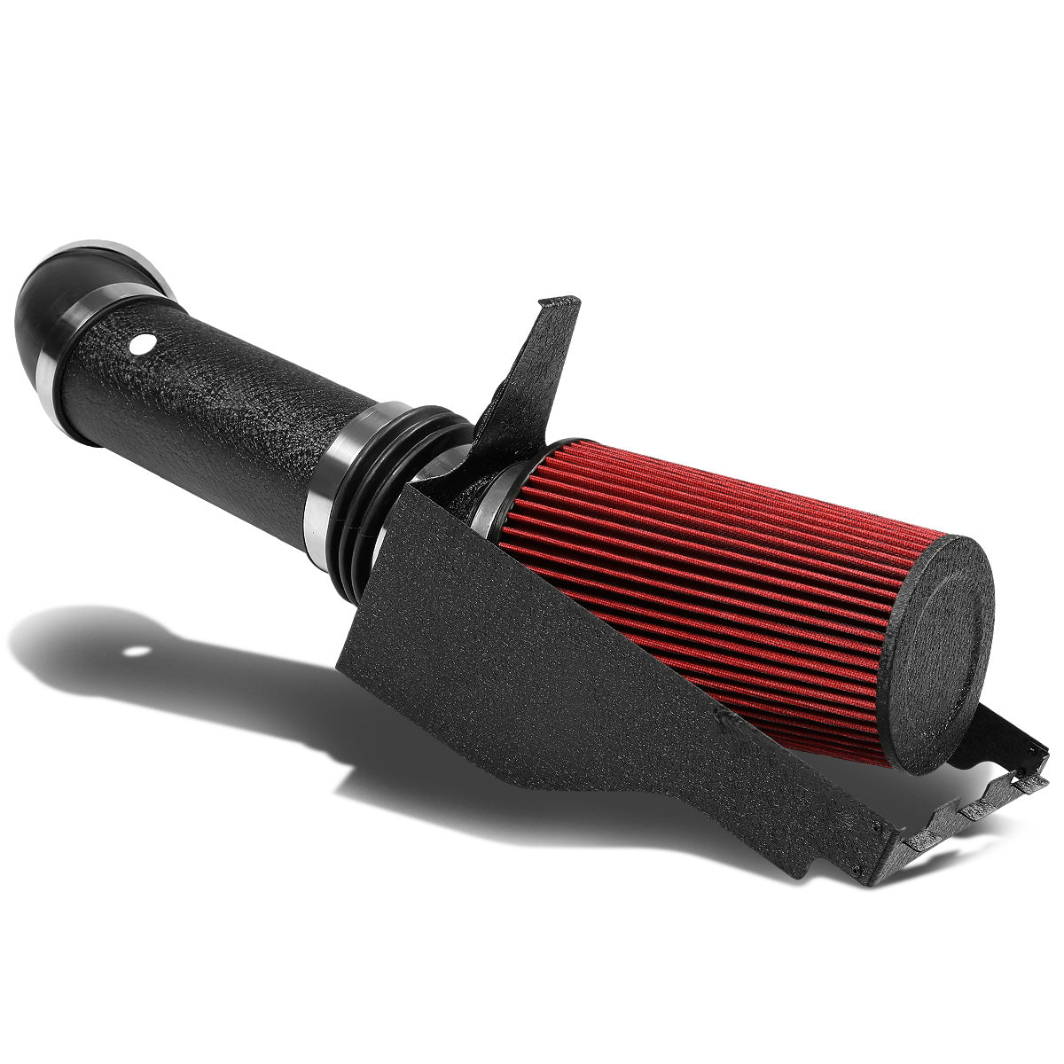 FILTRO DE AIRE ALTO FLUJO HEAT SHIELD - 99-03 FORD F-250 7.3L V8 - ALUMINUM PIPING - WRINKLE FINISH - BLACK