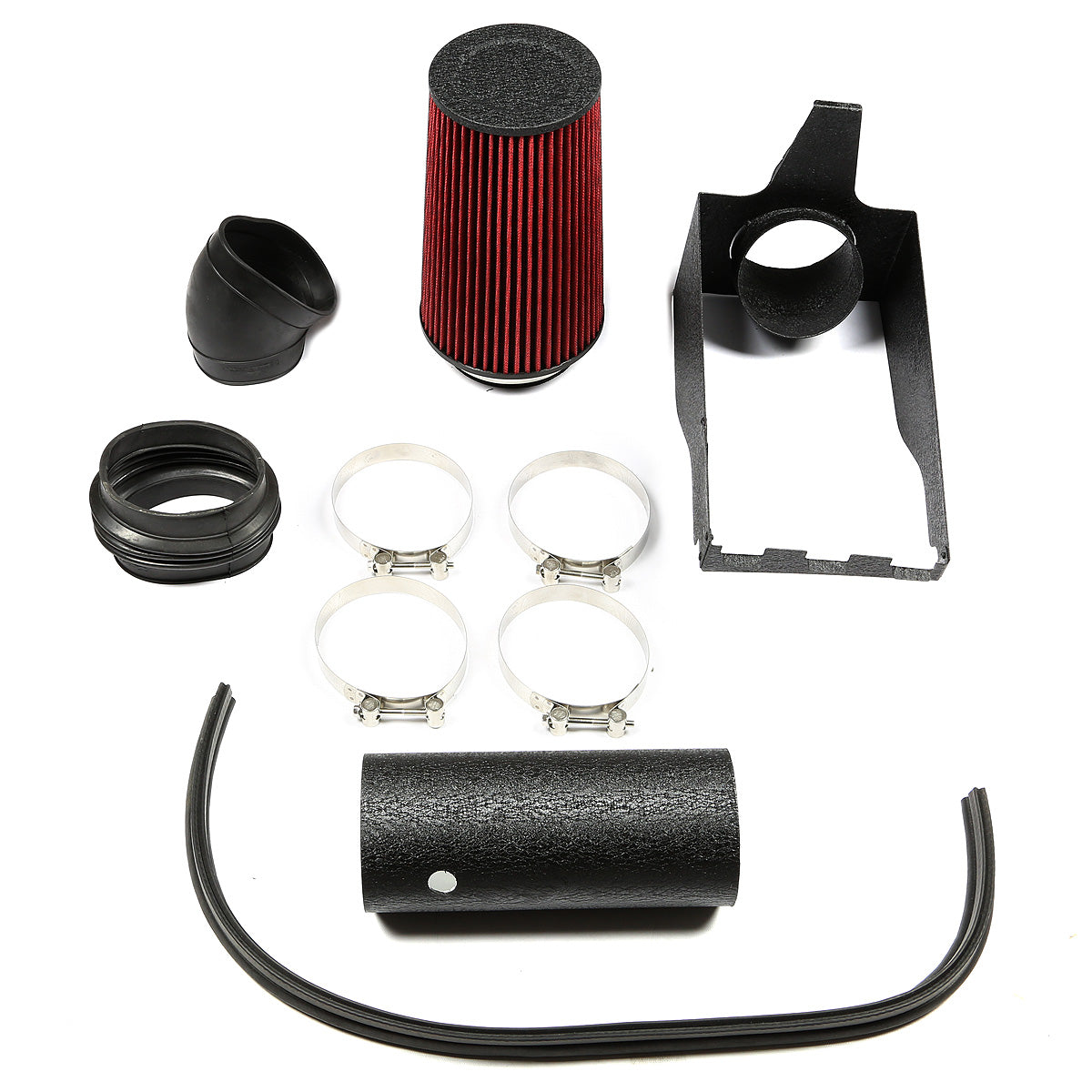 FILTRO DE AIRE ALTO FLUJO HEAT SHIELD - 99-03 FORD F-250 7.3L V8 - ALUMINUM PIPING - WRINKLE FINISH - BLACK