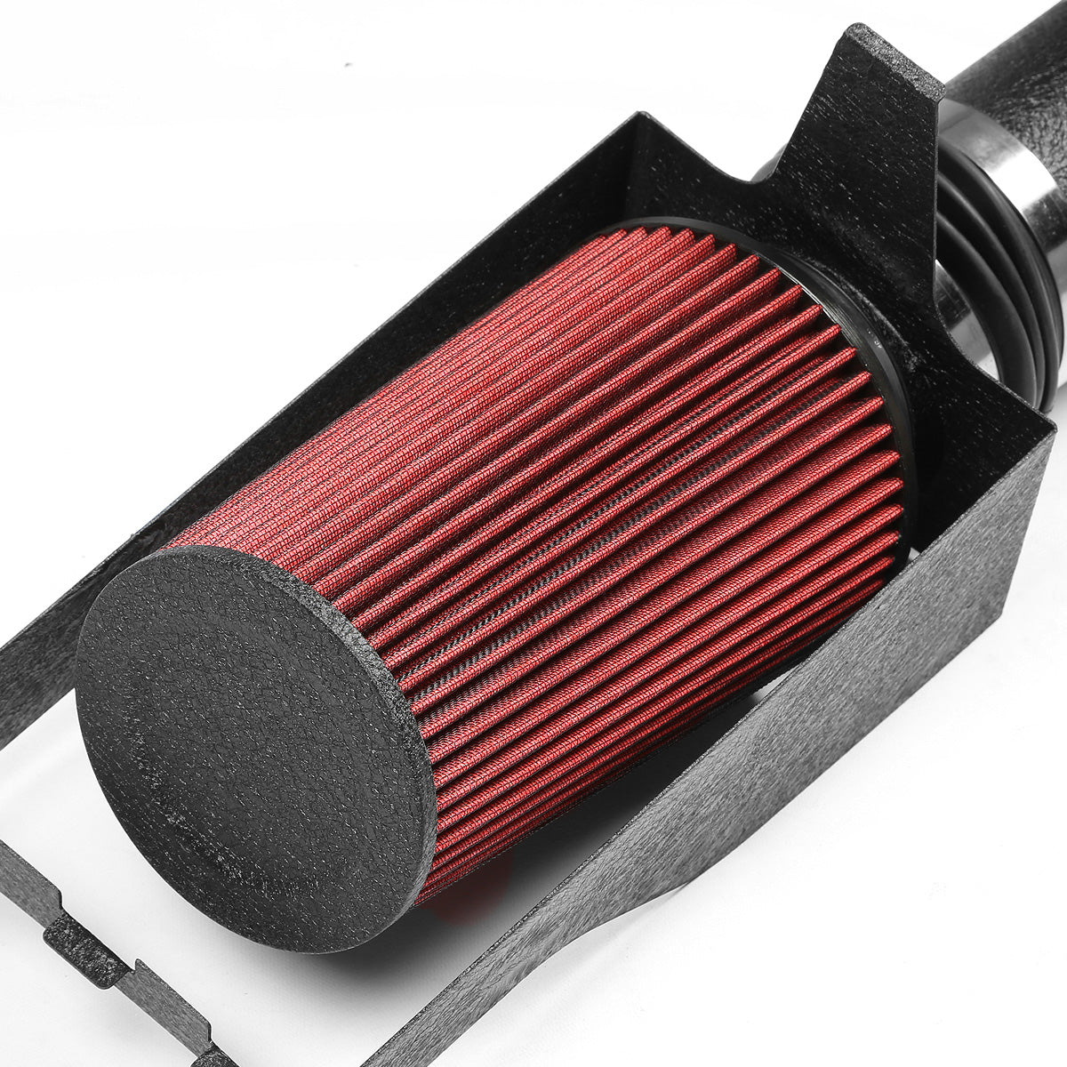 FILTRO DE AIRE ALTO FLUJO HEAT SHIELD - 99-03 FORD F-250 7.3L V8 - ALUMINUM PIPING - WRINKLE FINISH - BLACK
