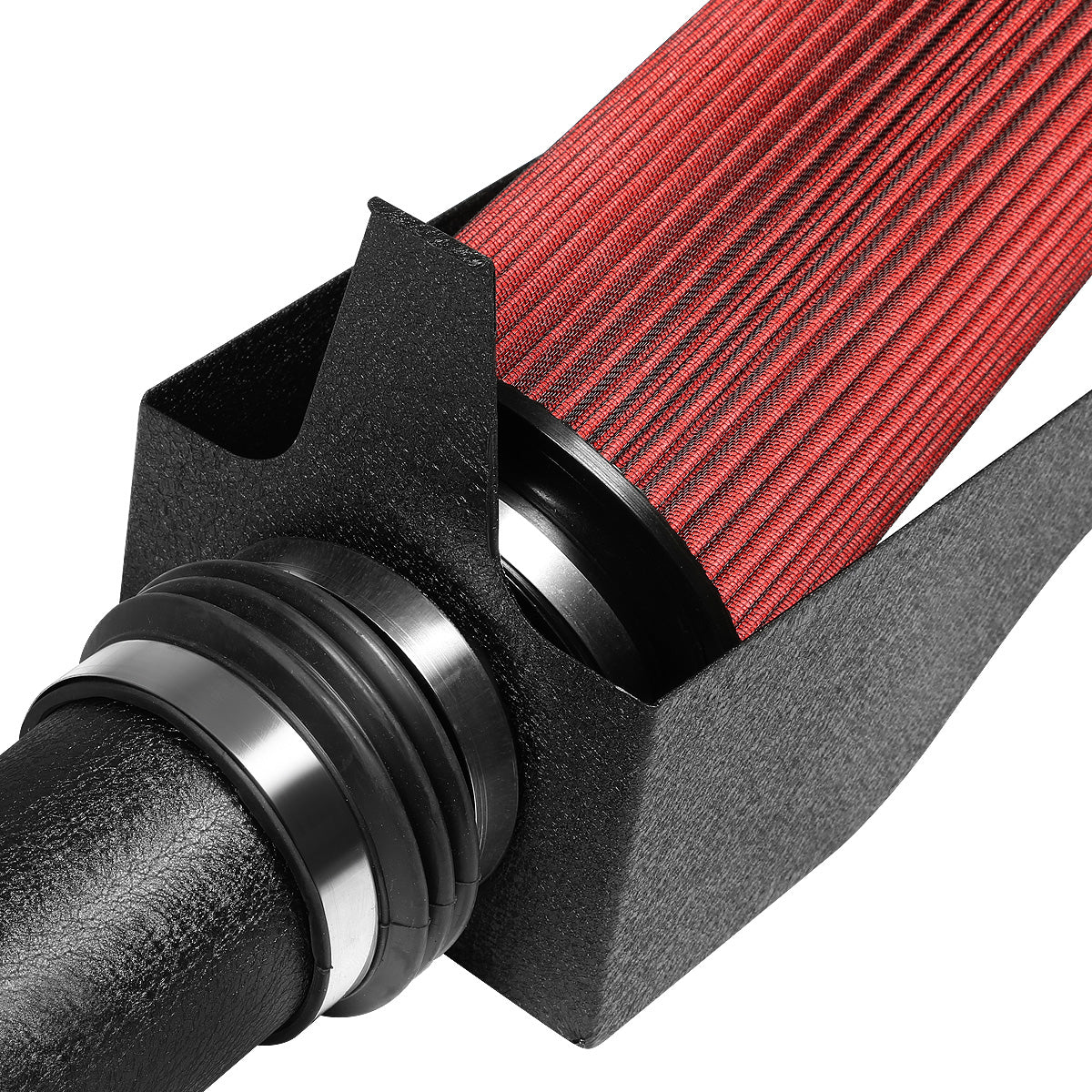 FILTRO DE AIRE ALTO FLUJO HEAT SHIELD - 99-03 FORD F-250 7.3L V8 - ALUMINUM PIPING - WRINKLE FINISH - BLACK