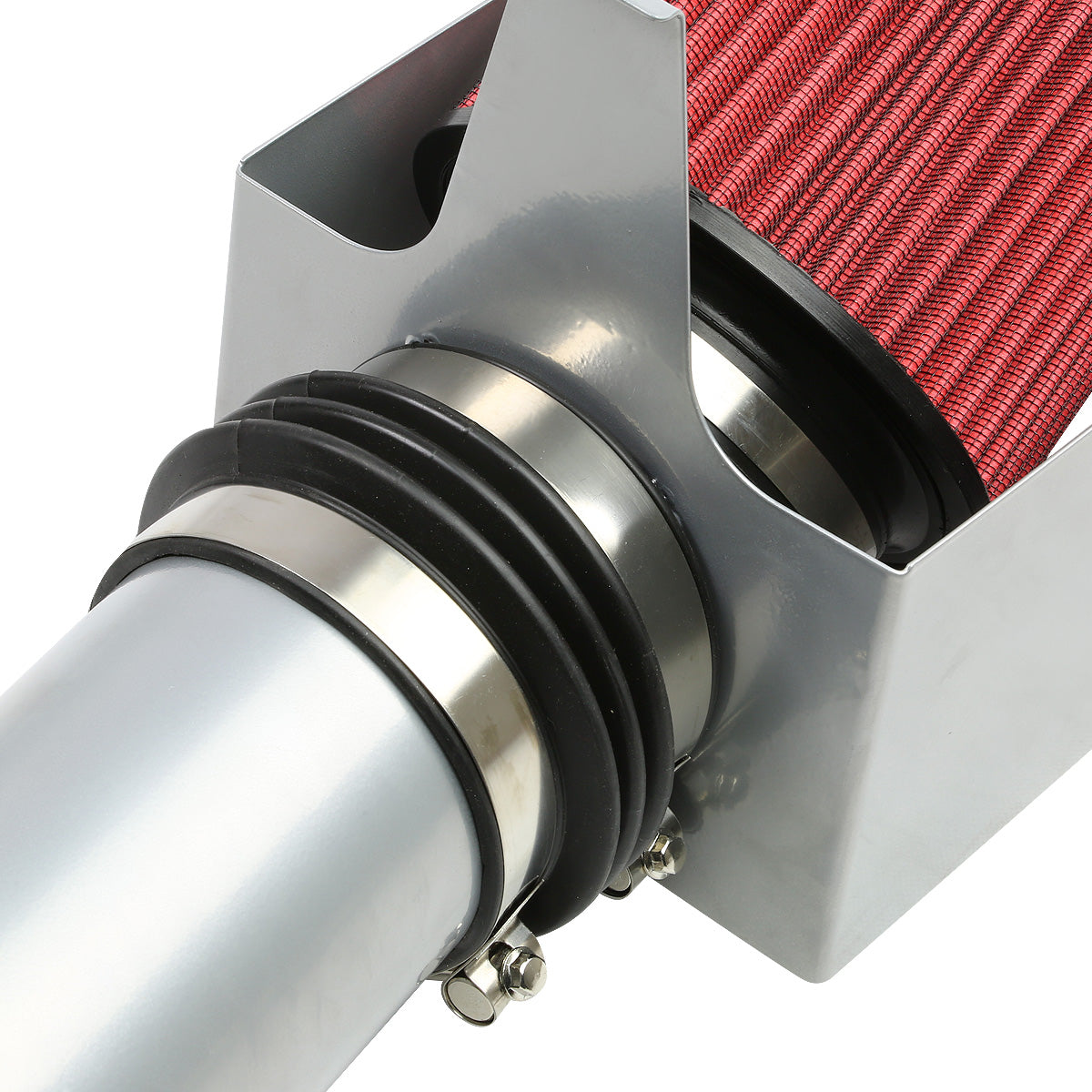FILTRO DE AIRE ALTO FLUJO HEAT SHIELD - 99-03 FORD F-250 7.3L V8 - ALUMINUM PIPING - SILVER