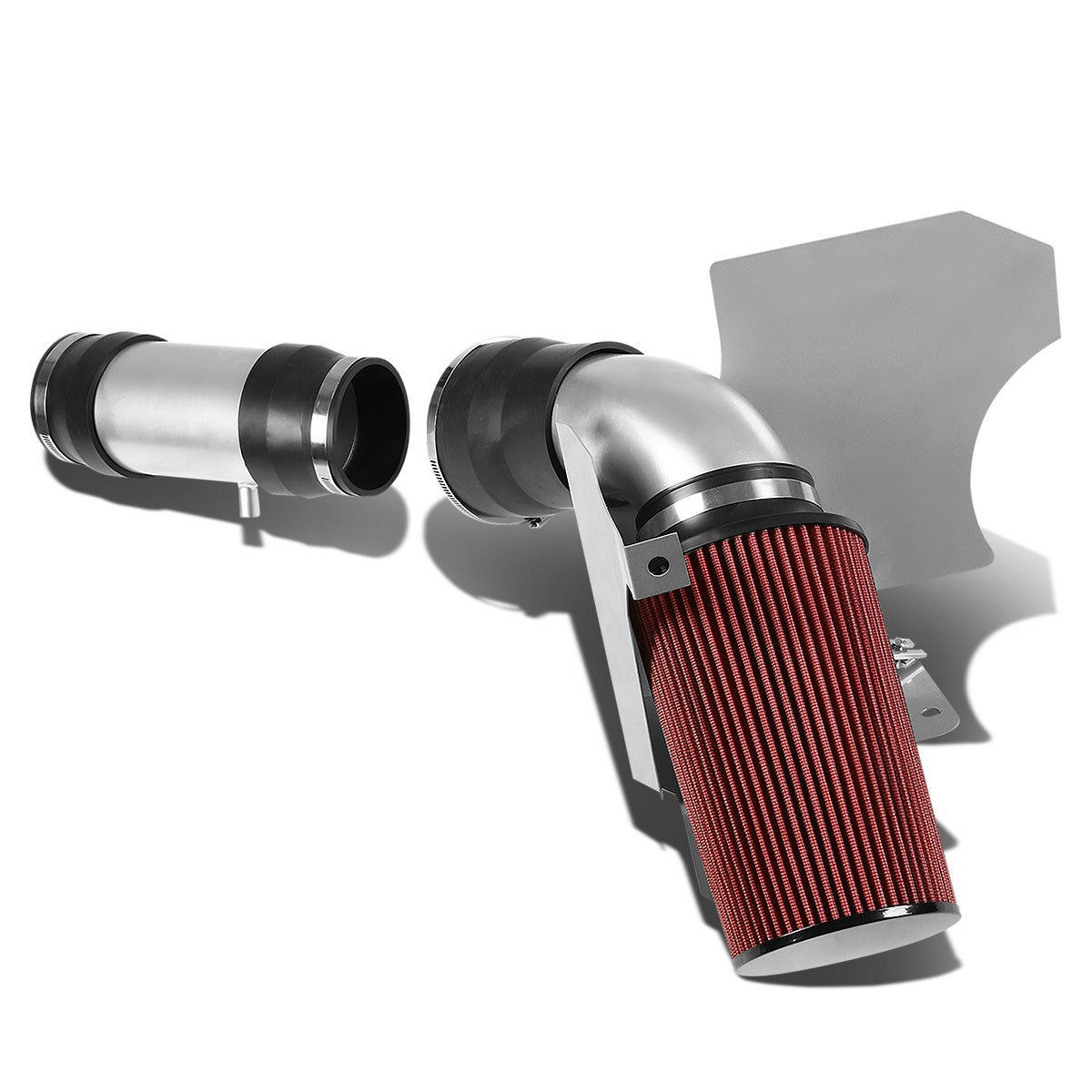 FILTRO DE AIRE ALTO FLUJO HEAT SHIELD - 99-04 FORD F-250, 350, 450 SUPER DUTY / 00-05 EXCURSION - FITS MODELS WITH 6.8L V10 ENGINE ONLY - ALUMINUM PIPING - WRINKLE FINISH - BLACK