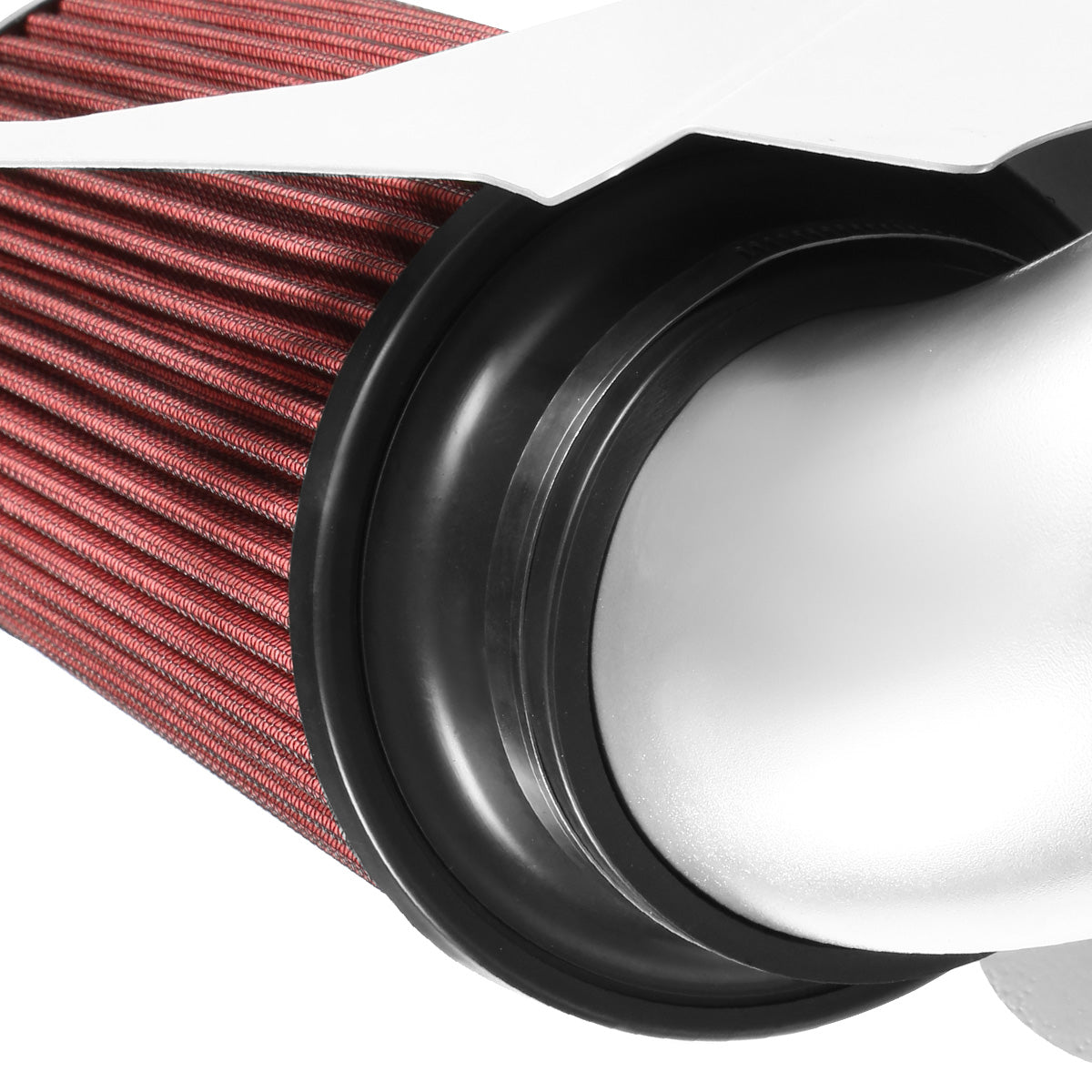 FILTRO DE AIRE ALTO FLUJO HEAT SHIELD - 99-04 FORD F-250, 350, 450 SUPER DUTY / 00-05 EXCURSION - FITS MODELS WITH 6.8L V10 ENGINE ONLY - ALUMINUM PIPING - WRINKLE FINISH - BLACK