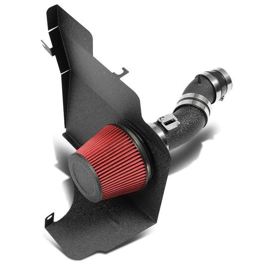 FILTRO DE AIRE ALTO FLUJO HEAT SHIELD - 11-14 FORD MUSTANG 3.7L V6 - ALUMINUM PIPING - WRINKLE FINISH - BLACK