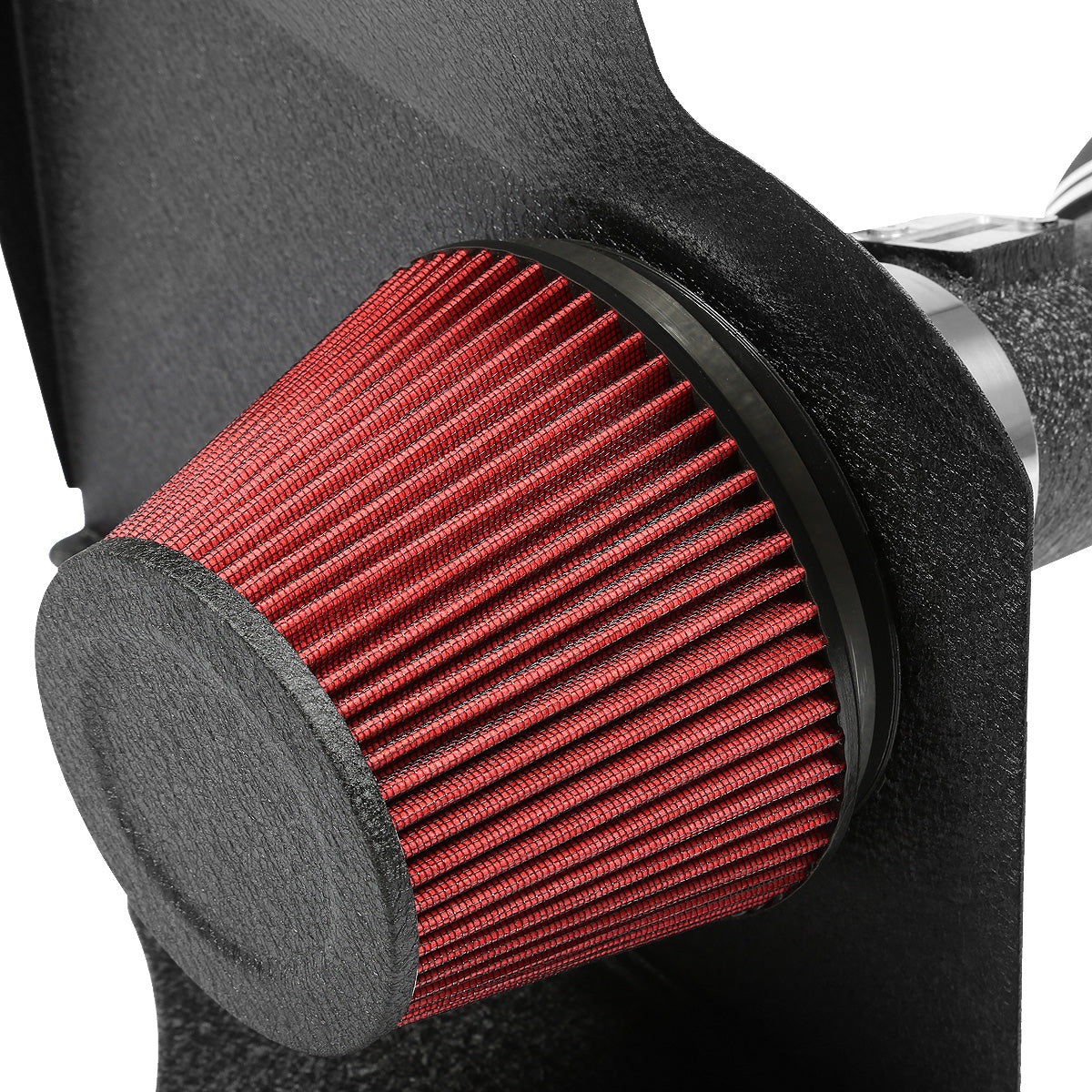 FILTRO DE AIRE ALTO FLUJO HEAT SHIELD - 11-14 FORD MUSTANG 3.7L V6 - ALUMINUM PIPING - WRINKLE FINISH - BLACK
