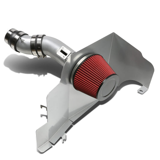 FILTRO DE AIRE ALTO FLUJO HEAT SHIELD - 11-14 FORD MUSTANG 3.7L V6 - ALUMINUM PIPING - ALUMINUM PIPING - SILVER