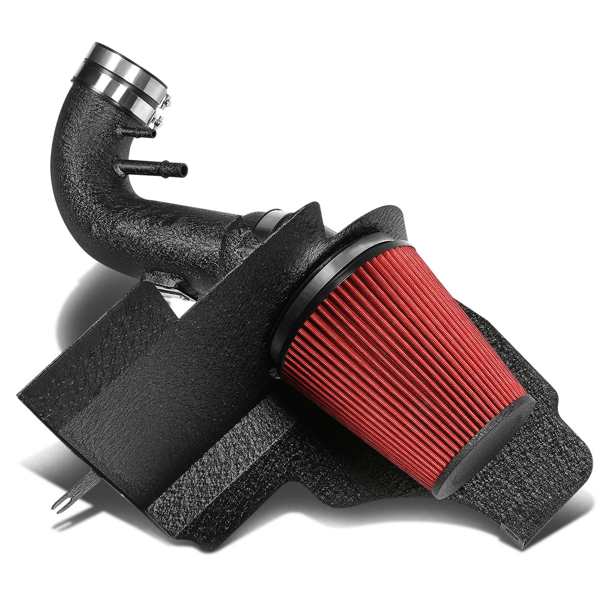 FILTRO DE AIRE ALTO FLUJO HEAT SHIELD - 11-14 FORD MUSTANG V8 - ALUMINUM PIPING - WRINKLE FINISH - BLACK