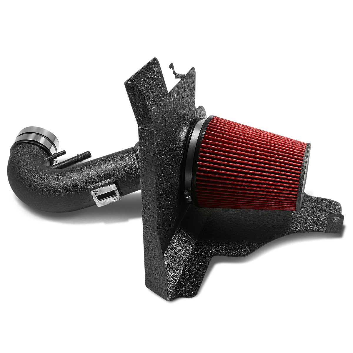 FILTRO DE AIRE ALTO FLUJO HEAT SHIELD - 11-14 FORD MUSTANG V8 - ALUMINUM PIPING - WRINKLE FINISH - BLACK