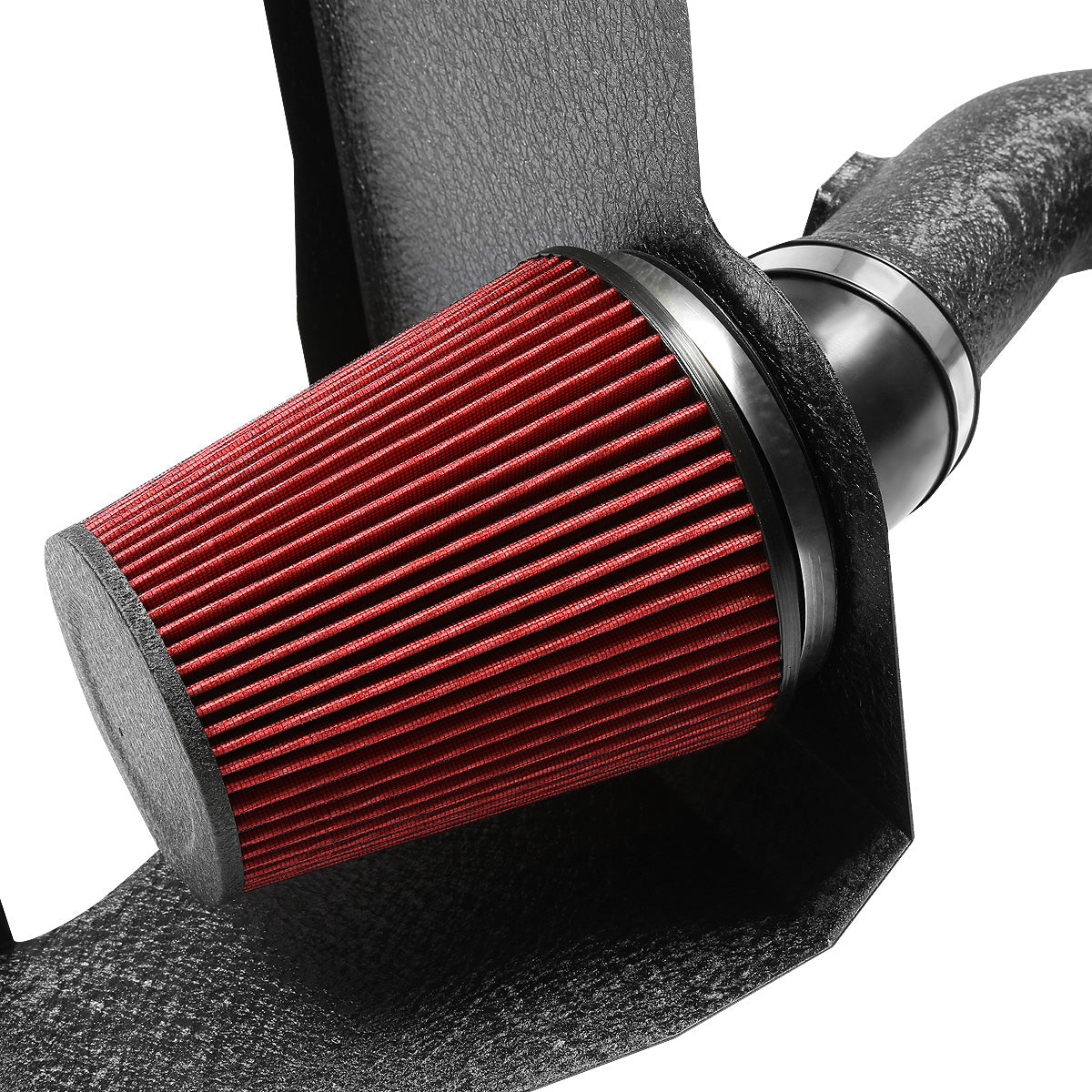 FILTRO DE AIRE ALTO FLUJO HEAT SHIELD - 11-14 FORD MUSTANG V8 - ALUMINUM PIPING - WRINKLE FINISH - BLACK