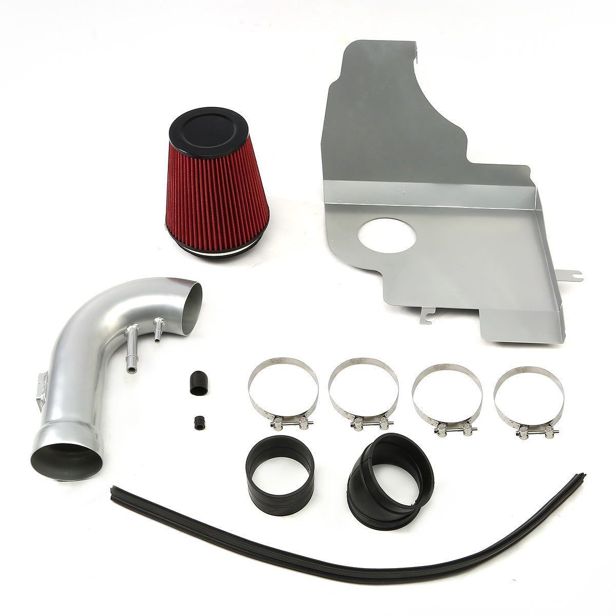 FILTRO DE AIRE ALTO FLUJO HEAT SHIELD - 11-14 FORD MUSTANG V8 - ALUMINUM PIPING - SILVER