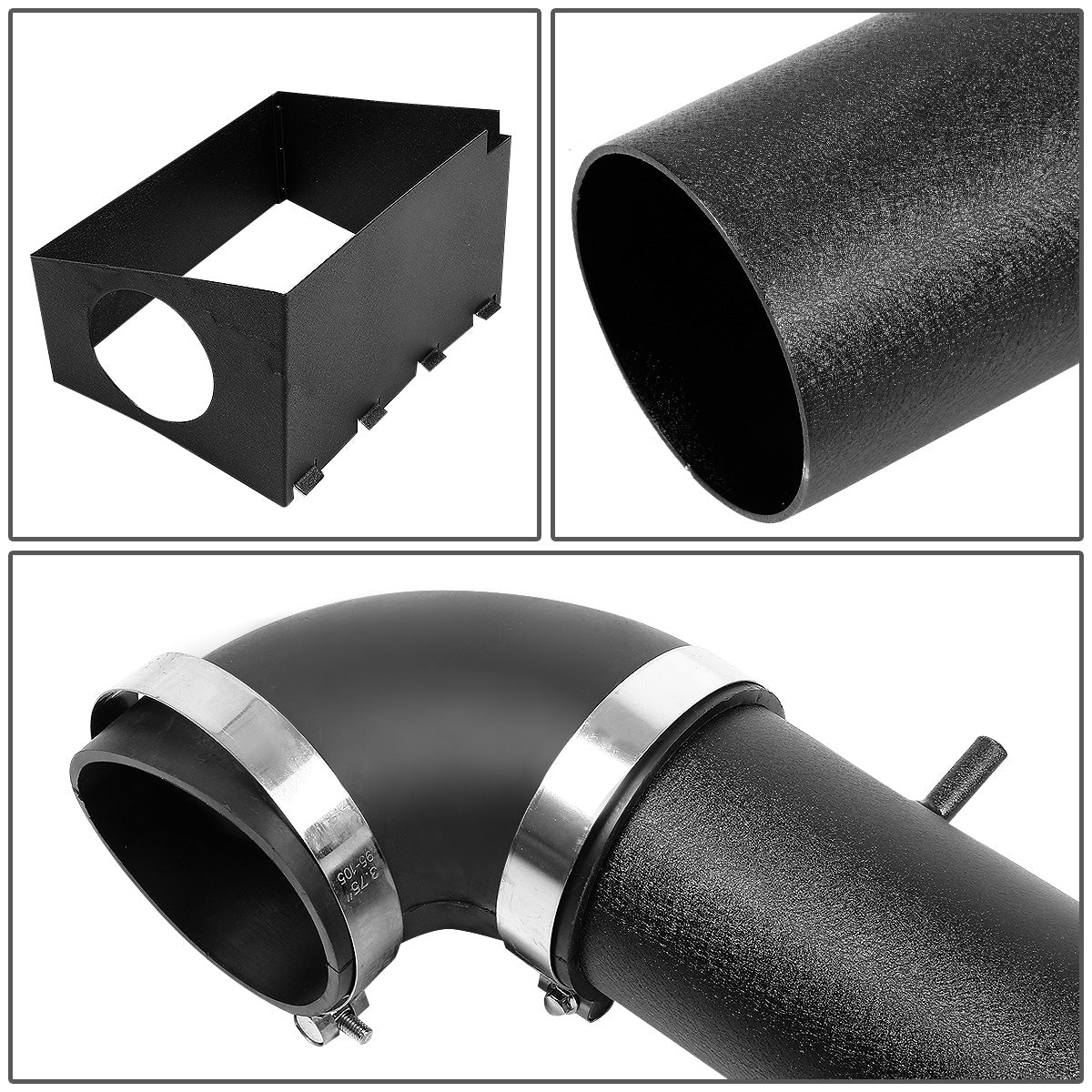 FILTRO DE AIRE ALTO FLUJO HEAT SHIELD - 05-10 JEEP GRAND CHEROKEE - FITS SRT MODELS WITH 6.1L V8 ENGING ONLY - ALUMINUM PIPING - WRINKLE FINISH - BLACK