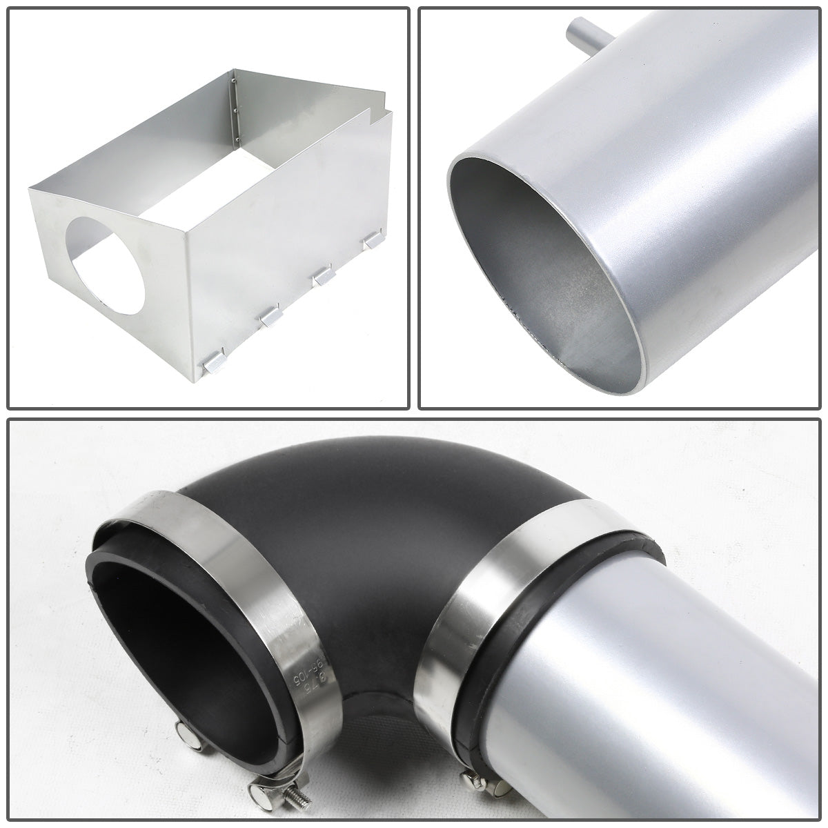 FILTRO DE AIRE ALTO FLUJO HEAT SHIELD - 05-10 JEEP GRAND CHEROKEE - FITS SRT MODELS WITH 6.1L V8 ENGING ONLY - ALUMINUM PIPING - SILVER