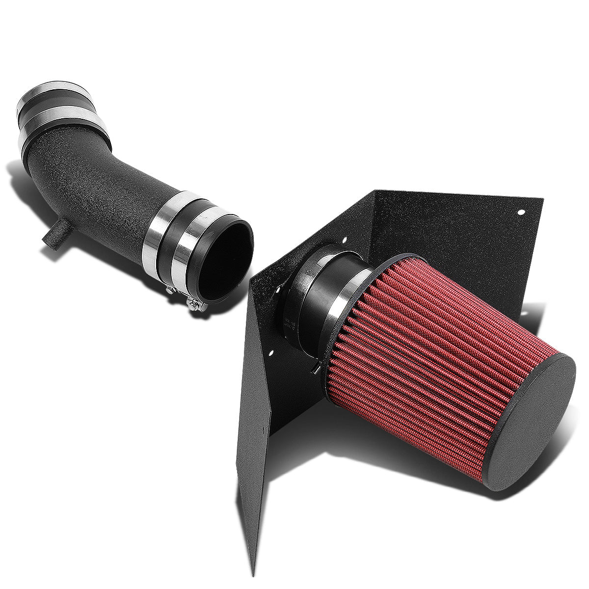 FILTRO DE AIRE ALTO FLUJO HEAT SHIELD - 03-05 LINCOLN AVIATOR 4.6L V8 - ALUMINUM PIPING - WRINKLE FINISH - BLACK