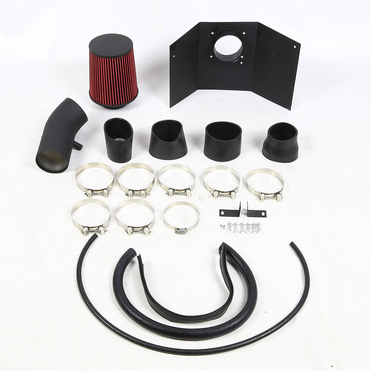 FILTRO DE AIRE ALTO FLUJO HEAT SHIELD - 03-05 LINCOLN AVIATOR 4.6L V8 - ALUMINUM PIPING - WRINKLE FINISH - BLACK