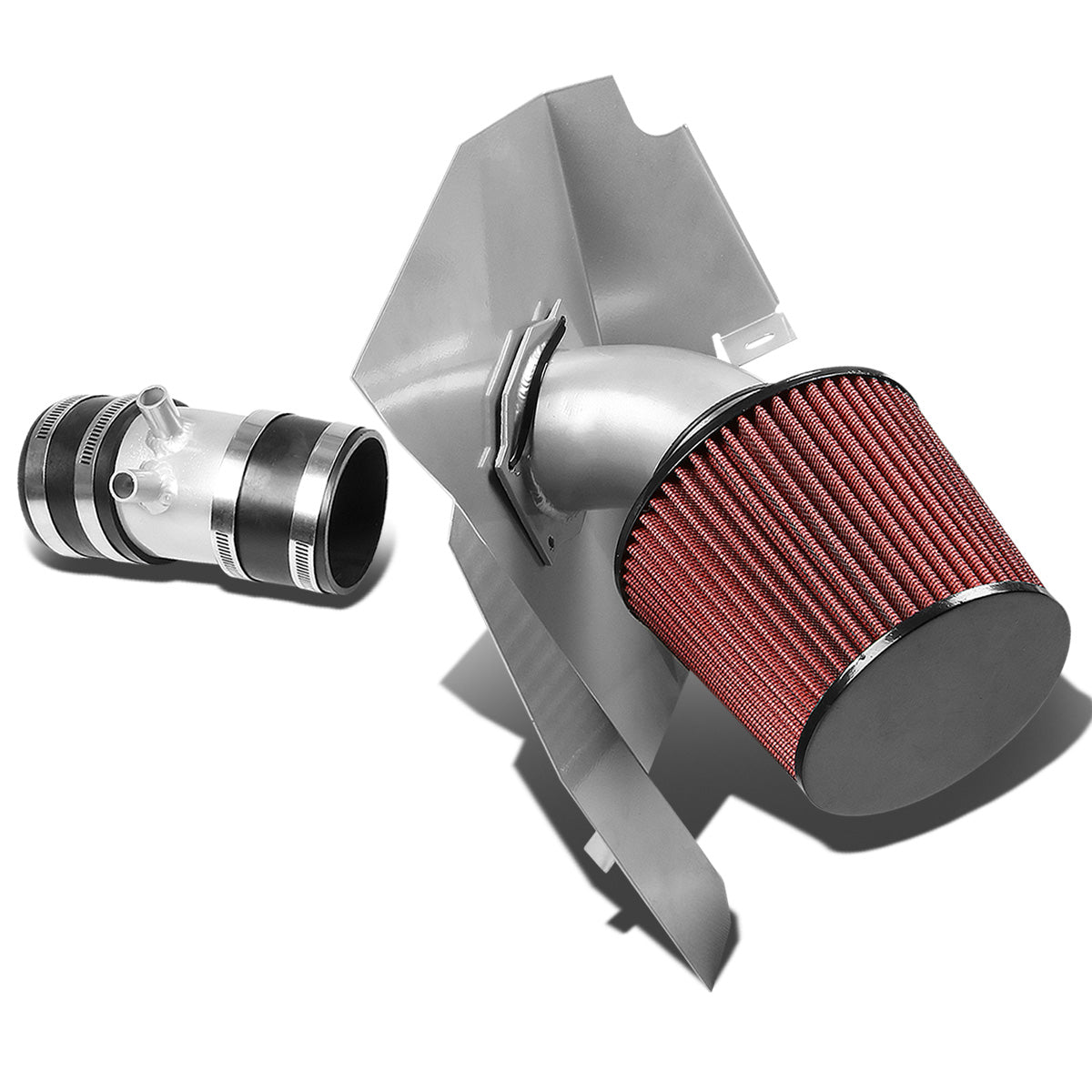 FILTRO DE AIRE ALTO FLUJO HEAT SHIELD - 99-03 NISSAN FRONTIER SE/XE 3.3L V6 - ALUMINUM PIPING - SILVER
