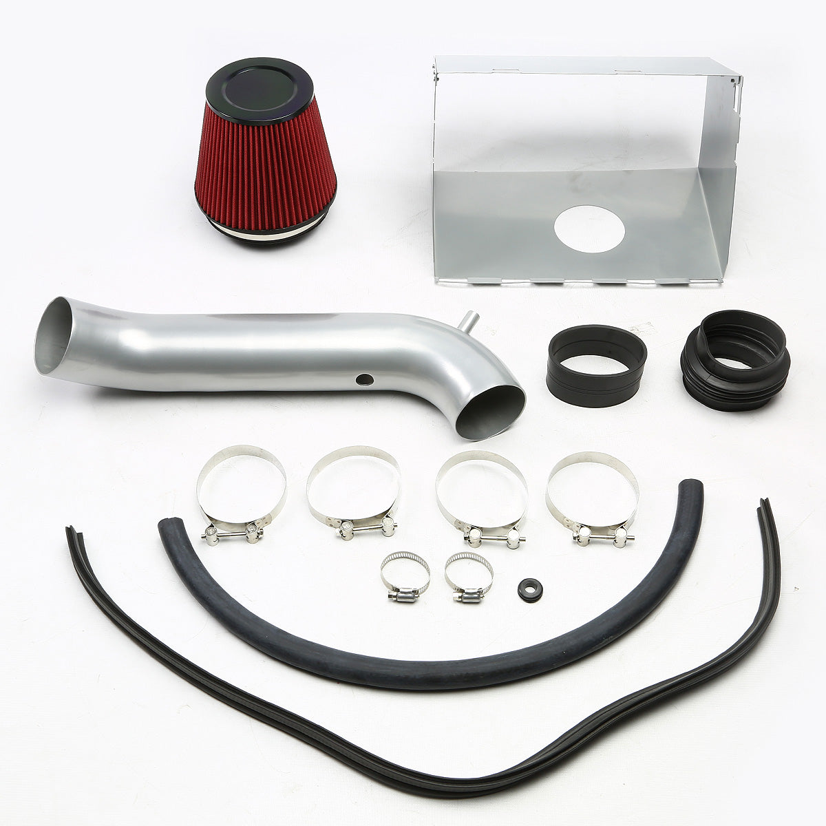 FILTRO DE AIRE ALTO FLUJO HEAT SHIELD - 09-14 DODGE RAM 5.7 HEMI - ALUMINUM PIPING - SILVER