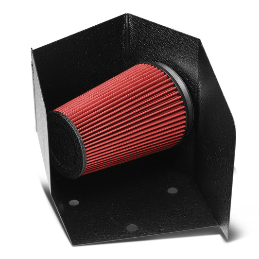 FILTRO DE AIRE ALTO FLUJO HEAT SHIELD - 94-02 DODGE RAM 5.9L L6 DIESEL TURBO - ALUMINUM PIPING - WRINKLE FINISH - BLACK