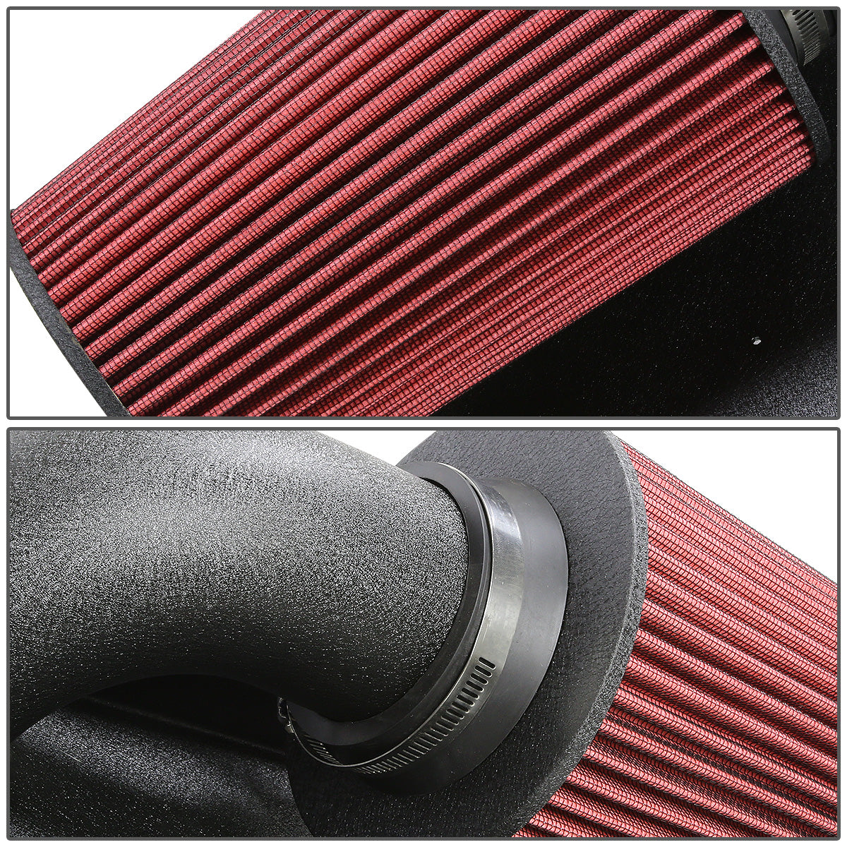 FILTRO DE AIRE ALTO FLUJO HEAT SHIELD - 98-03 SONOMA/S10 2.2L 4CYL - ALUMINUM PIPING - WRINKLE FINISH - BLACK