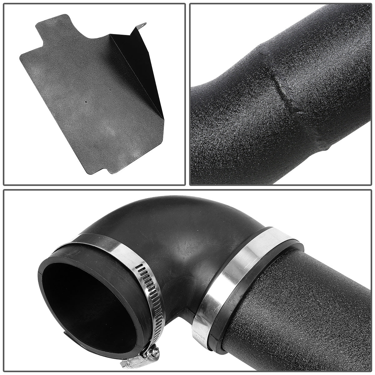 FILTRO DE AIRE ALTO FLUJO HEAT SHIELD - 98-03 SONOMA/S10 2.2L 4CYL - ALUMINUM PIPING - WRINKLE FINISH - BLACK