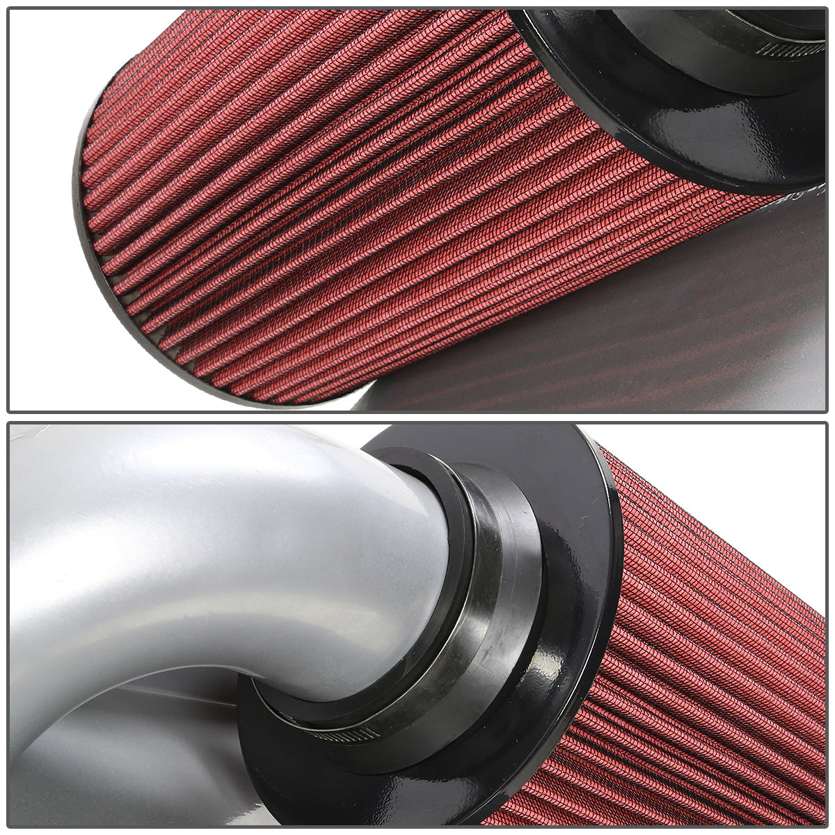 FILTRO DE AIRE ALTO FLUJO HEAT SHIELD - 98-03 SONOMA/S10 2.2L 4CYL - ALUMINUM PIPING - SILVER