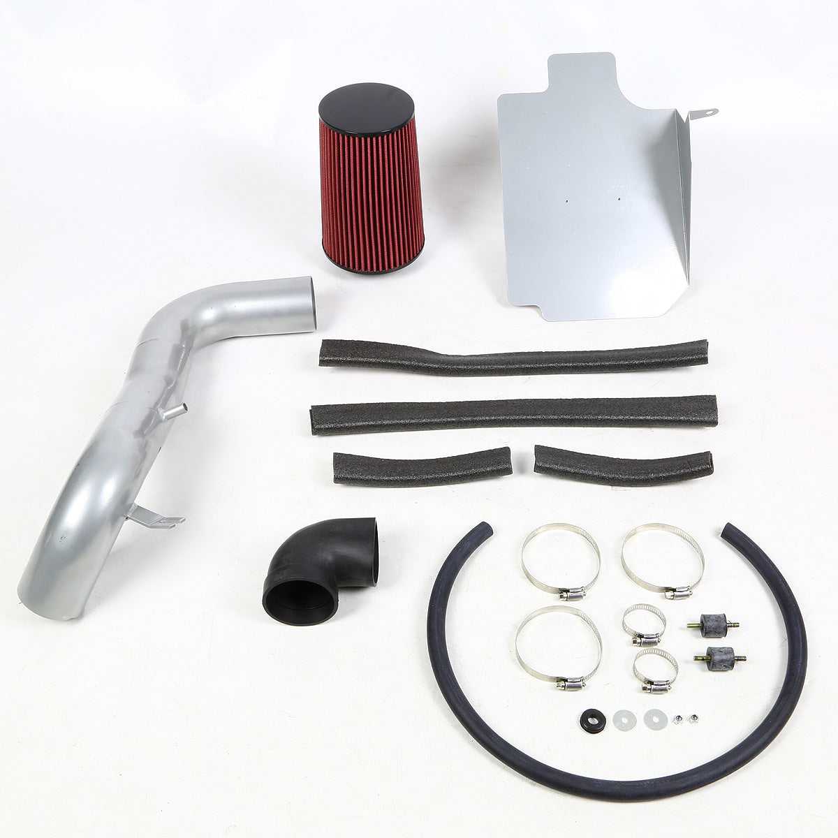 FILTRO DE AIRE ALTO FLUJO HEAT SHIELD - 98-03 SONOMA/S10 2.2L 4CYL - ALUMINUM PIPING - SILVER