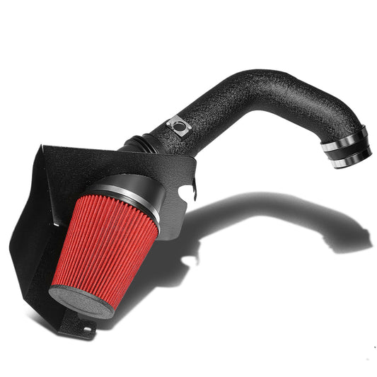 FILTRO DE AIRE ALTO FLUJO HEAT SHIELD - 04-05 CHEVY SILVERADO 2500 HD, 3500, GMC SIERRA 2500 HD, 3500 - FITS MODELS WITH EXTENDED, STANDARD, CREW CAB 6.6L V8 DIESEL ENGINE ONLY - ALUMINUM PIPING - WRINKLE FINISH - BLACK