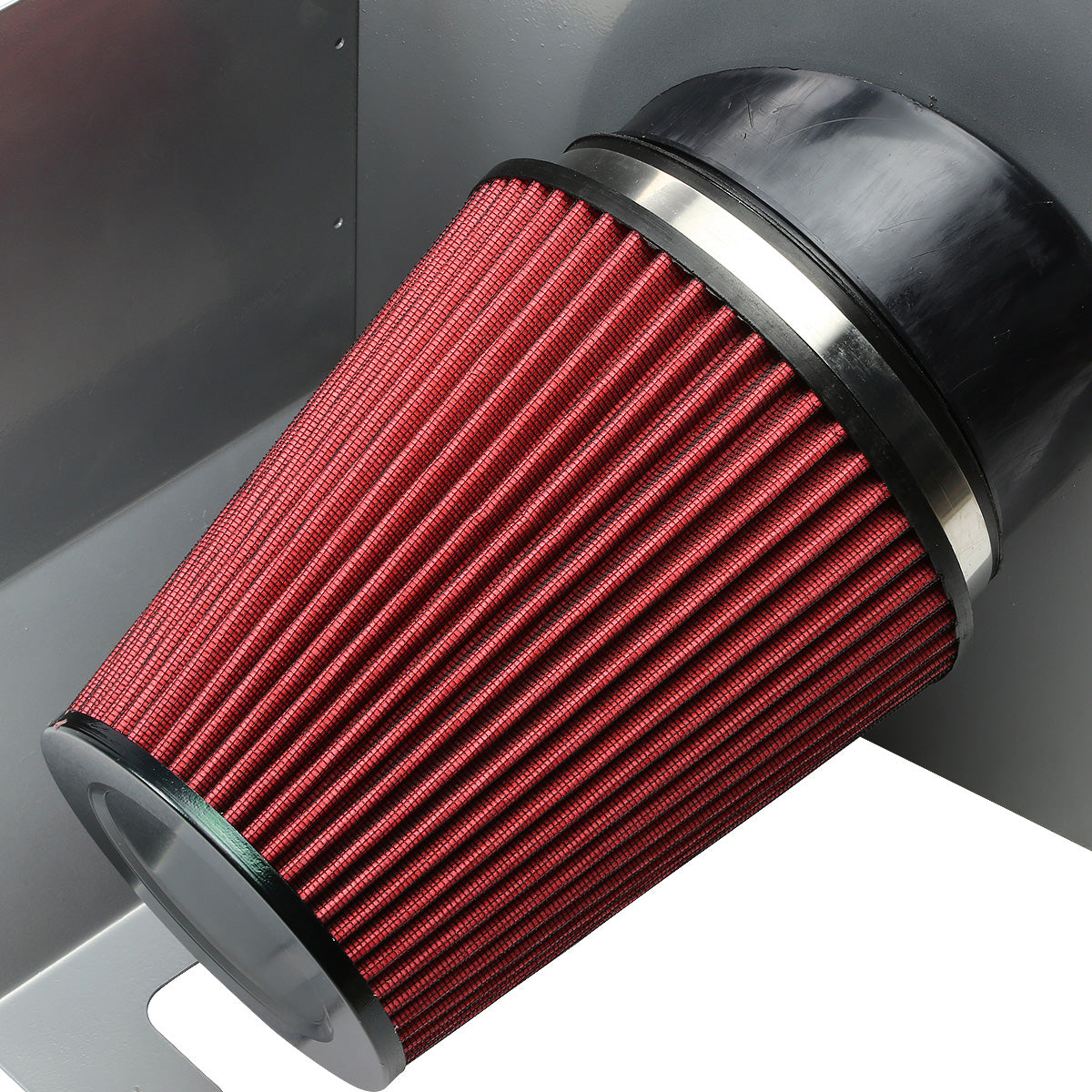 FILTRO DE AIRE ALTO FLUJO HEAT SHIELD - 04-05 CHEVY SILVERADO 2500 HD, 3500, GMC SIERRA 2500 HD, 3500 - FITS MODELS WITH EXTENDED, STANDARD, CREW CAB 6.6L V8 DIESEL ENGINE ONLY - ALUMINUM PIPING - SILVER
