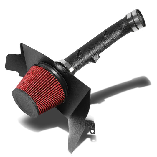 FILTRO DE AIRE ALTO FLUJO HEAT SHIELD - 99-04 TOYOTA TACOMA / 99-02 4RUNNER 3.4L V6 - ALUMINUM PIPING - WRINKLE FINISH - BLACK