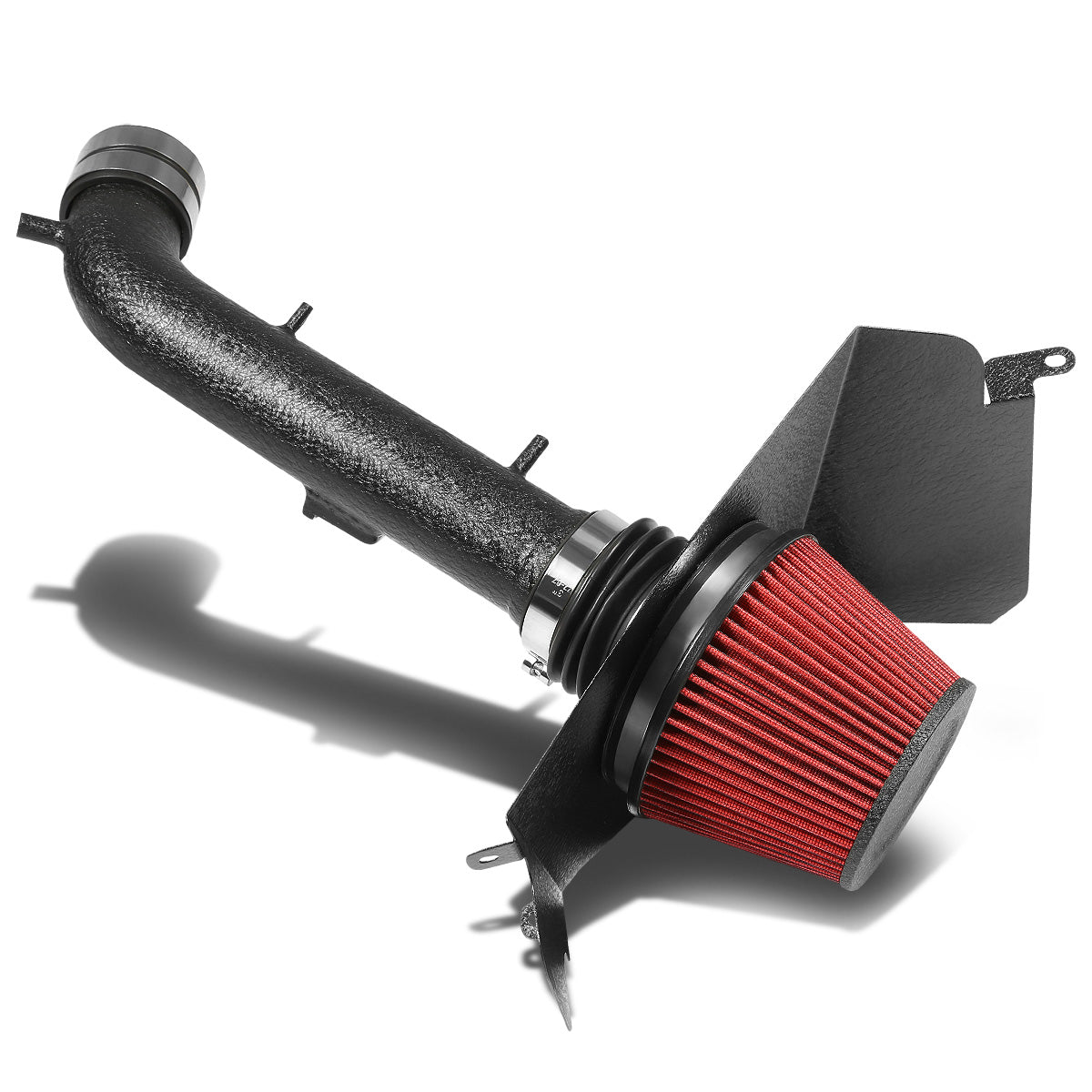 FILTRO DE AIRE ALTO FLUJO HEAT SHIELD - 99-04 TOYOTA TACOMA / 99-02 4RUNNER 3.4L V6 - ALUMINUM PIPING - WRINKLE FINISH - BLACK