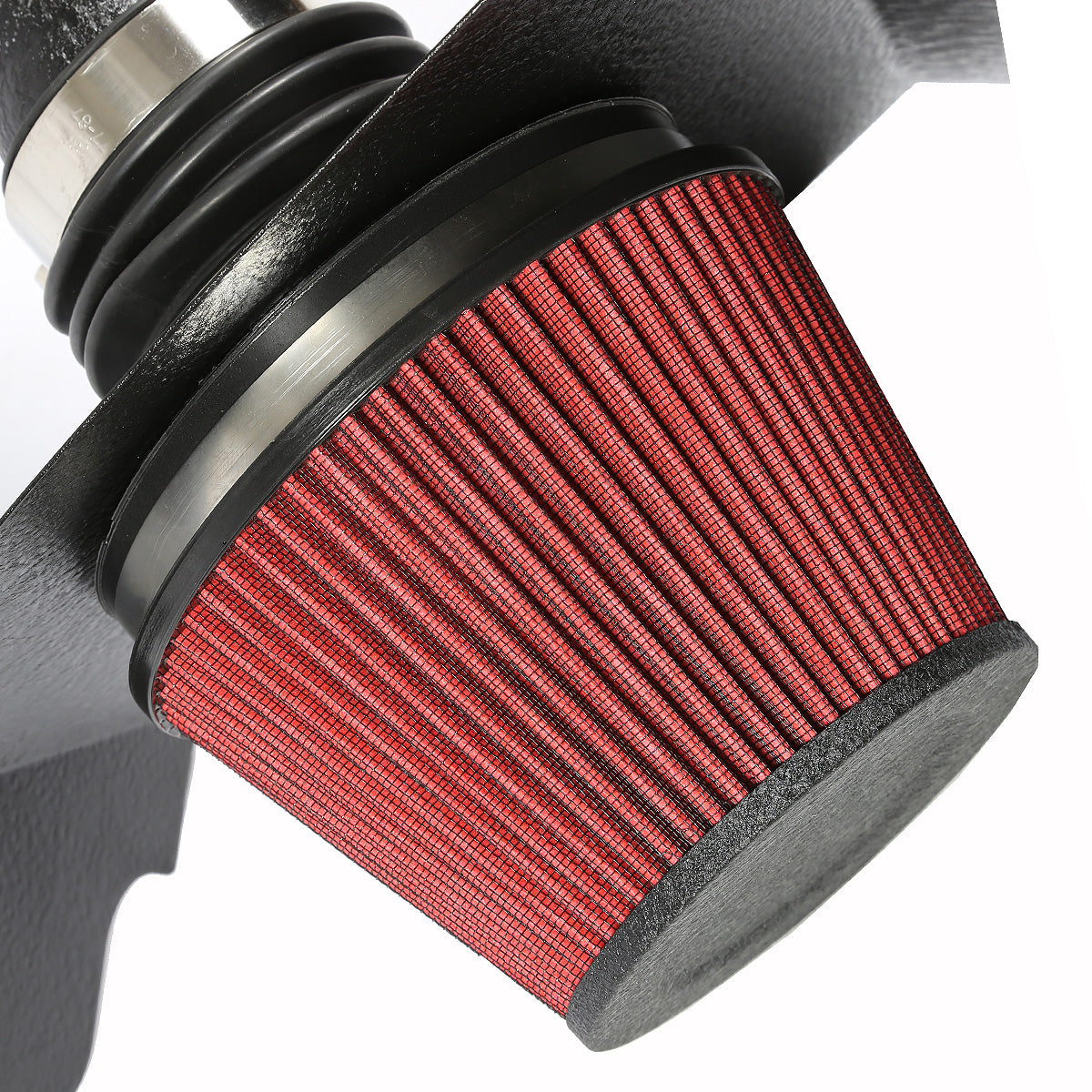 FILTRO DE AIRE ALTO FLUJO HEAT SHIELD - 99-04 TOYOTA TACOMA / 99-02 4RUNNER 3.4L V6 - ALUMINUM PIPING - WRINKLE FINISH - BLACK