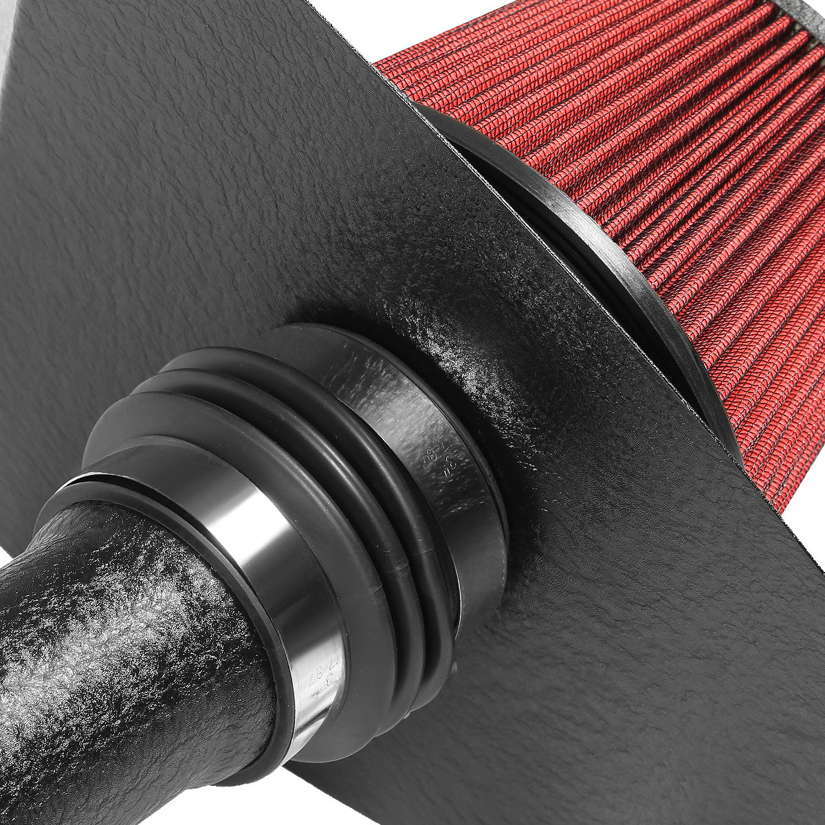 FILTRO DE AIRE ALTO FLUJO HEAT SHIELD - 99-04 TOYOTA TACOMA / 99-02 4RUNNER 3.4L V6 - ALUMINUM PIPING - WRINKLE FINISH - BLACK