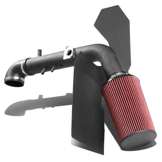 FILTRO DE AIRE ALTO FLUJO HEAT SHIELD - 00-04 TOYOTA TUNDRA 4.7L V8 / 01-04 SEQUOIA 4.7L V8 - ALUMINUM PIPING - WRINKLE FINISH - BLACK