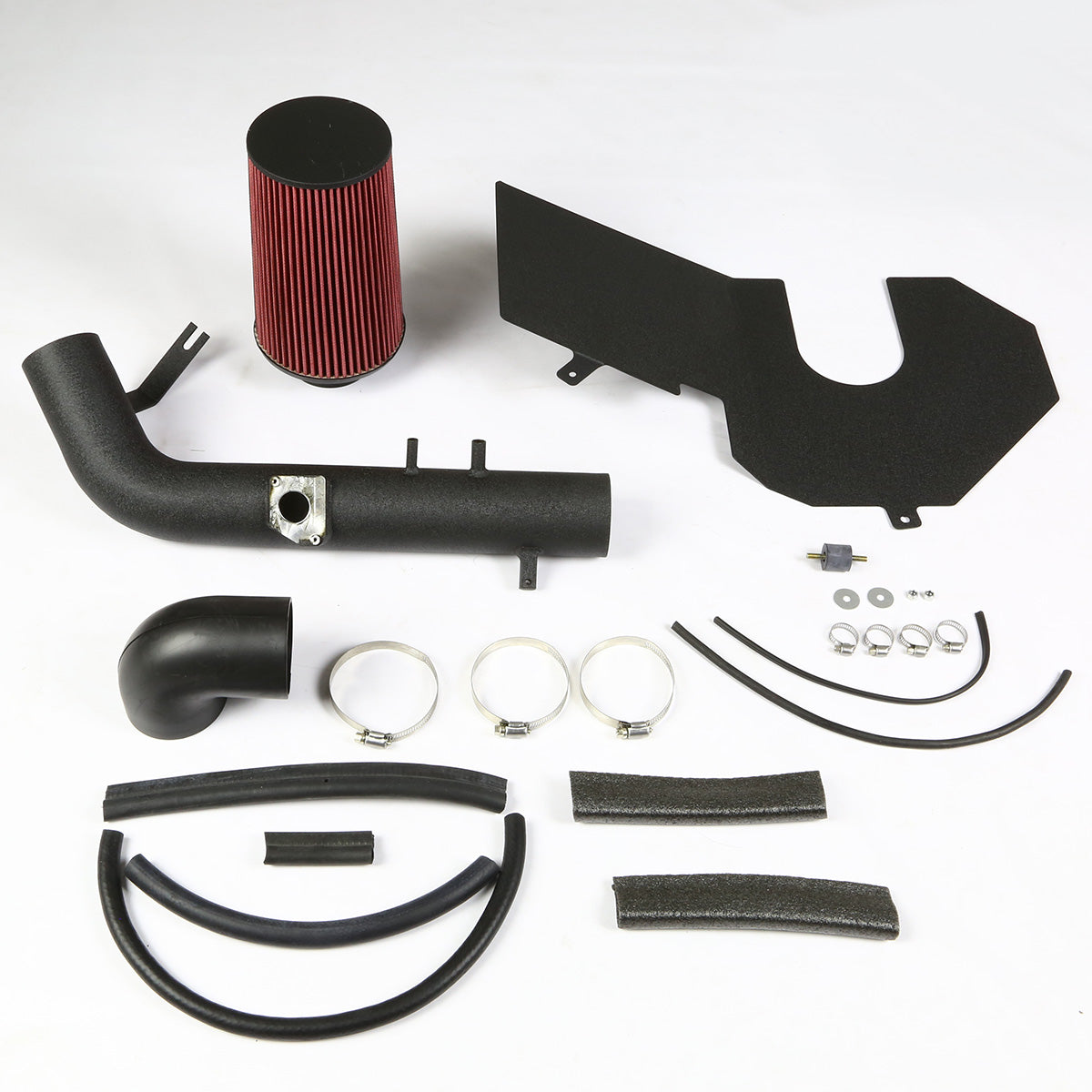 FILTRO DE AIRE ALTO FLUJO HEAT SHIELD - 00-04 TOYOTA TUNDRA 4.7L V8 / 01-04 SEQUOIA 4.7L V8 - ALUMINUM PIPING - WRINKLE FINISH - BLACK