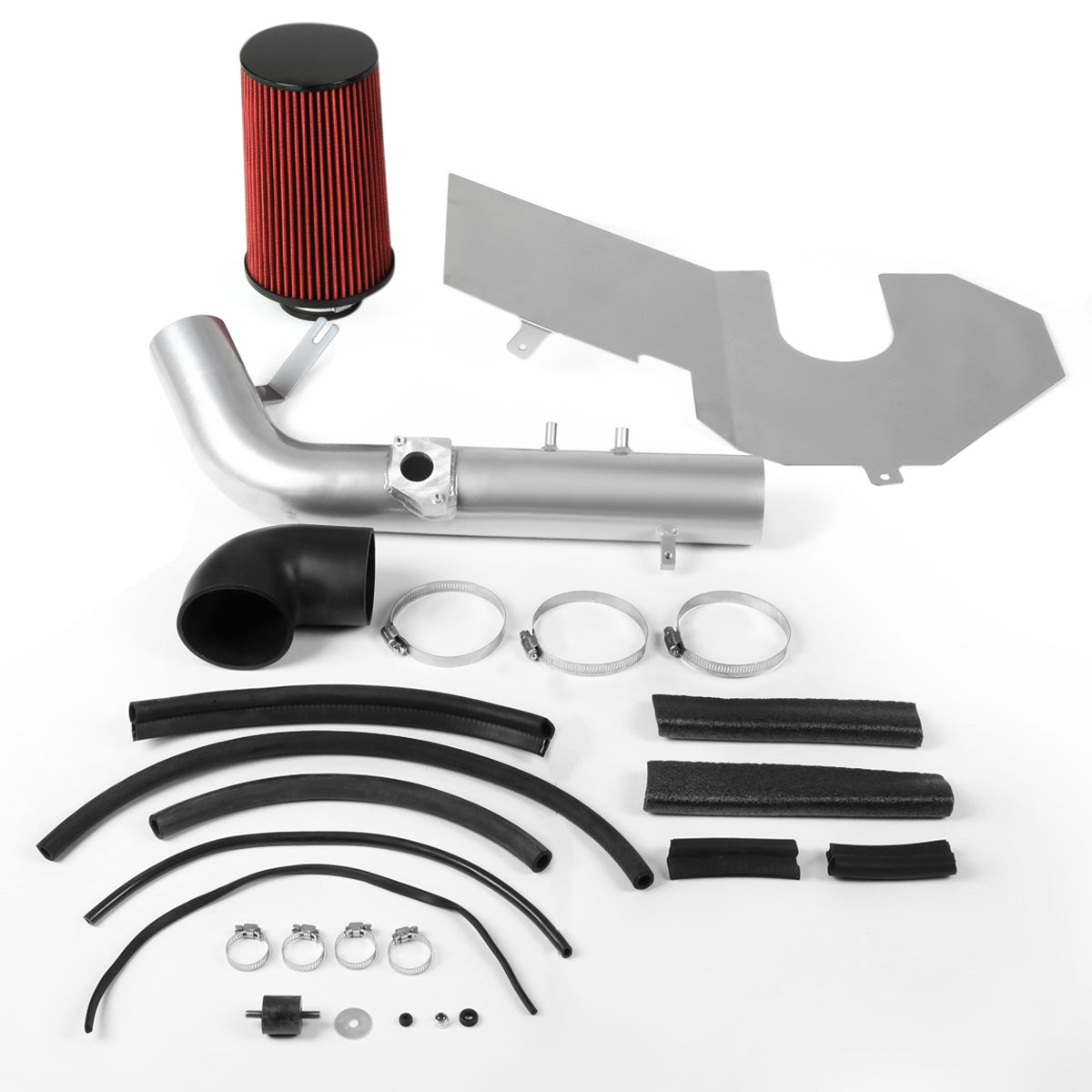 FILTRO DE AIRE ALTO FLUJO HEAT SHIELD - 00-04 TOYOTA TUNDRA 4.7L V8 / 01-04 SEQUOIA 4.7L V8 - ALUMINUM PIPING - SILVER