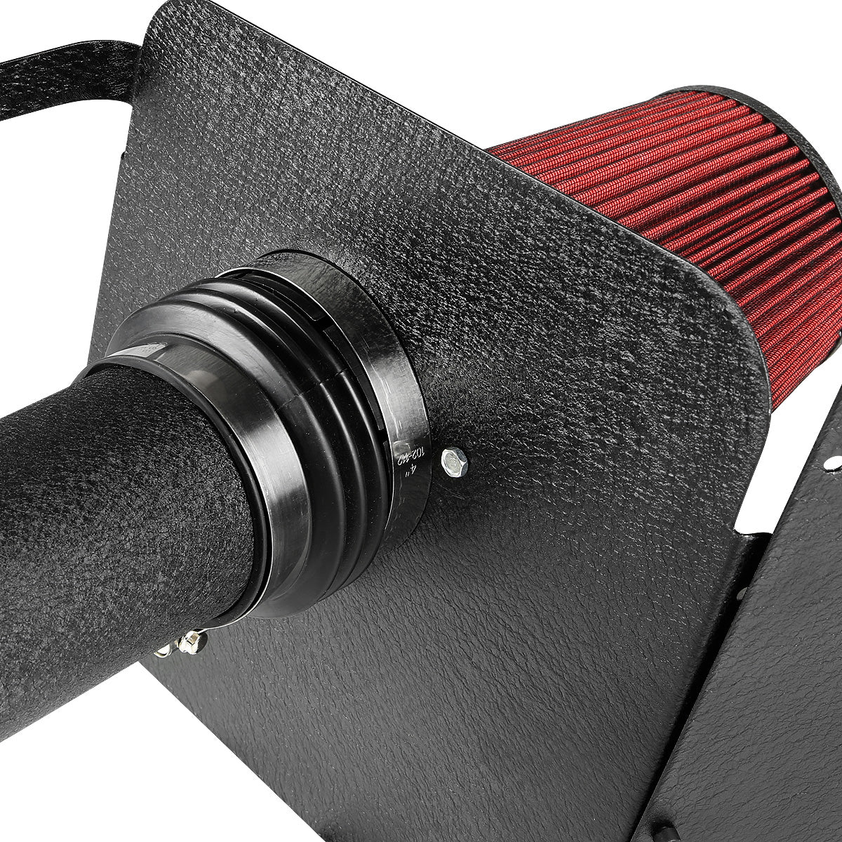 FILTRO DE AIRE ALTO FLUJO HEAT SHIELD - 07-08 YUKON/SEIRRA/TAHOE/SILVERADO/SUBURBAN/AVALANCHE/ESCALADE - ALUMINUM PIPING - WRINKLE FINISH - BLACK